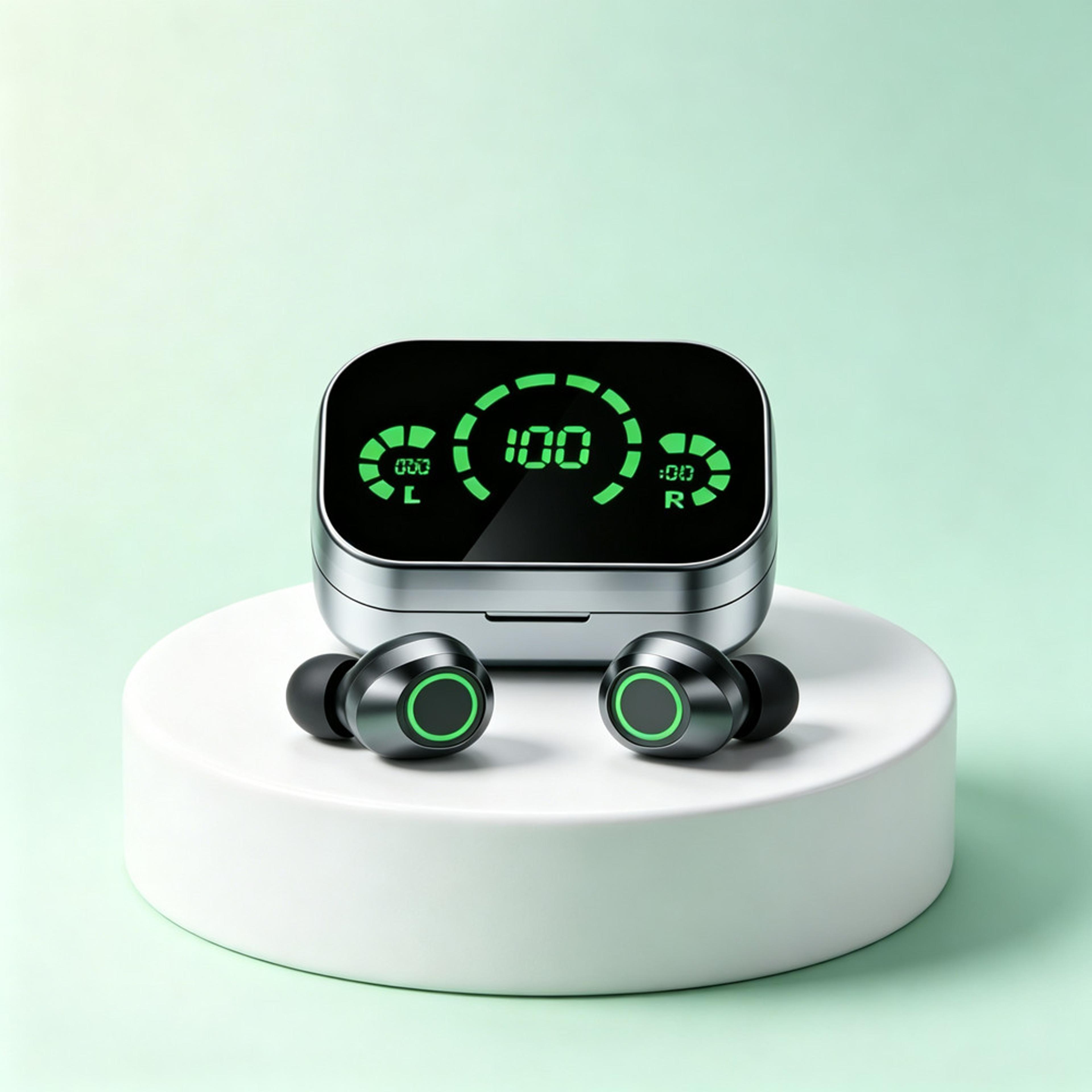 tws wireless bluetooth earbuds with mic and led charging case