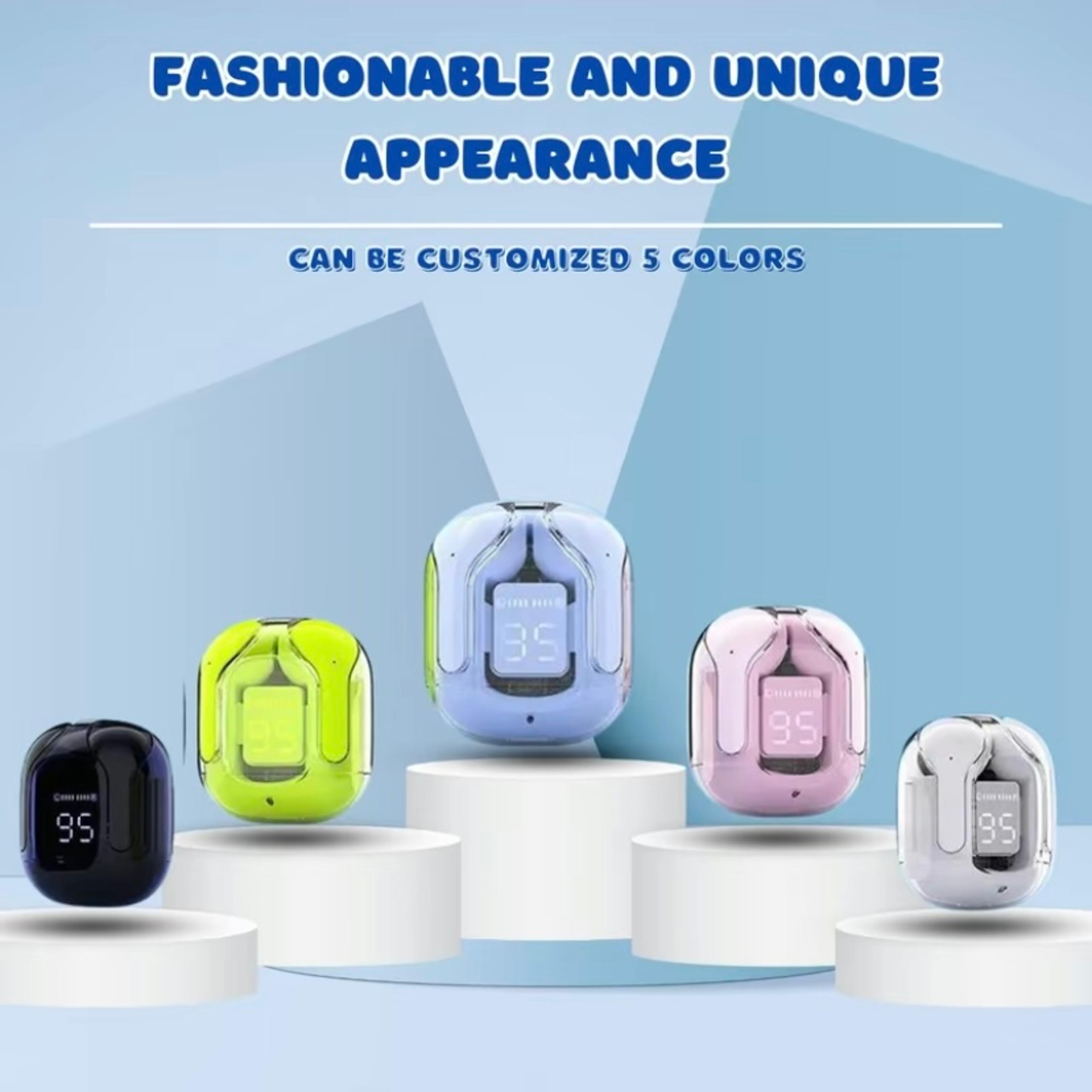 tws wireless earbuds with microphone and led display