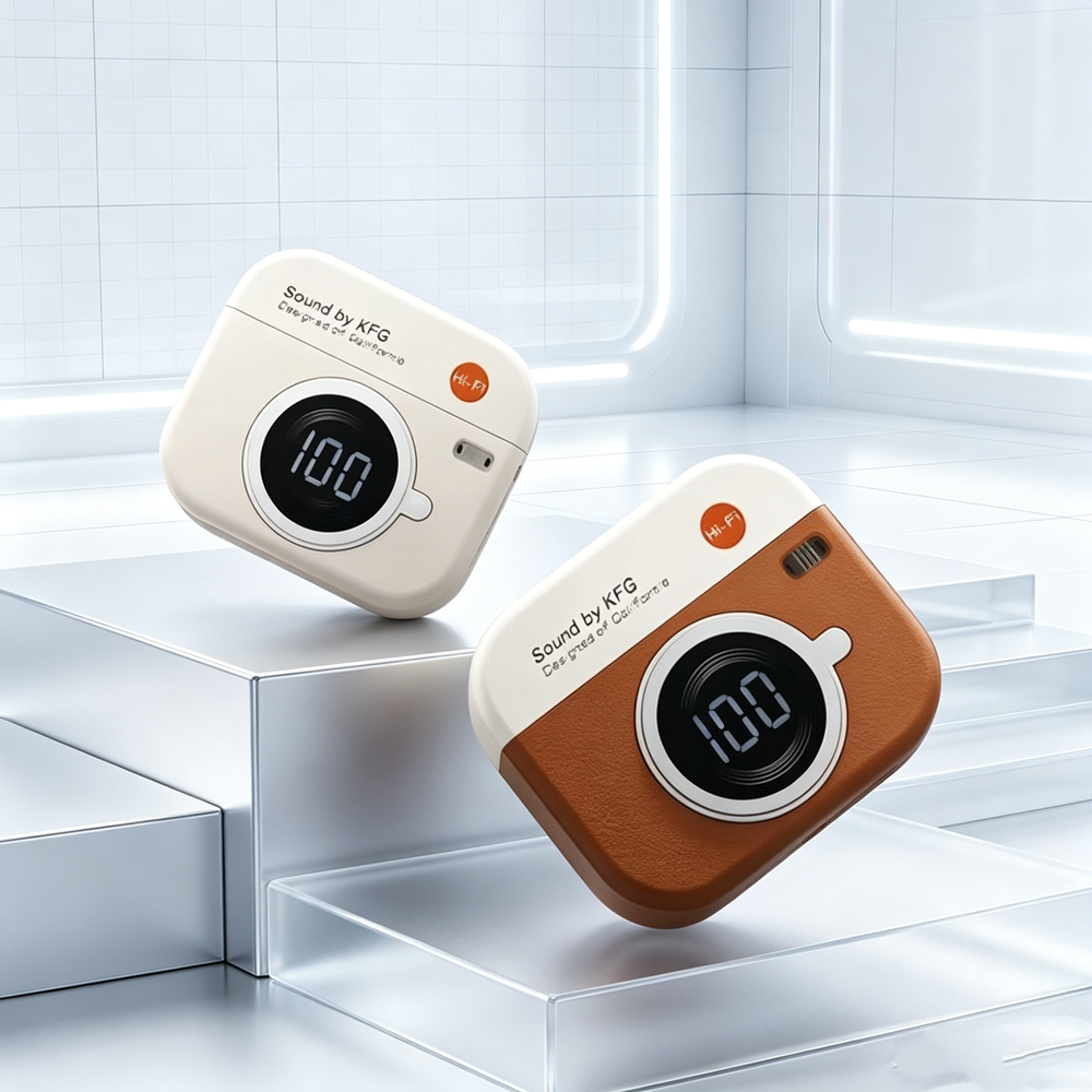 retro camera tws wireless earbuds with hifi stereo and led display