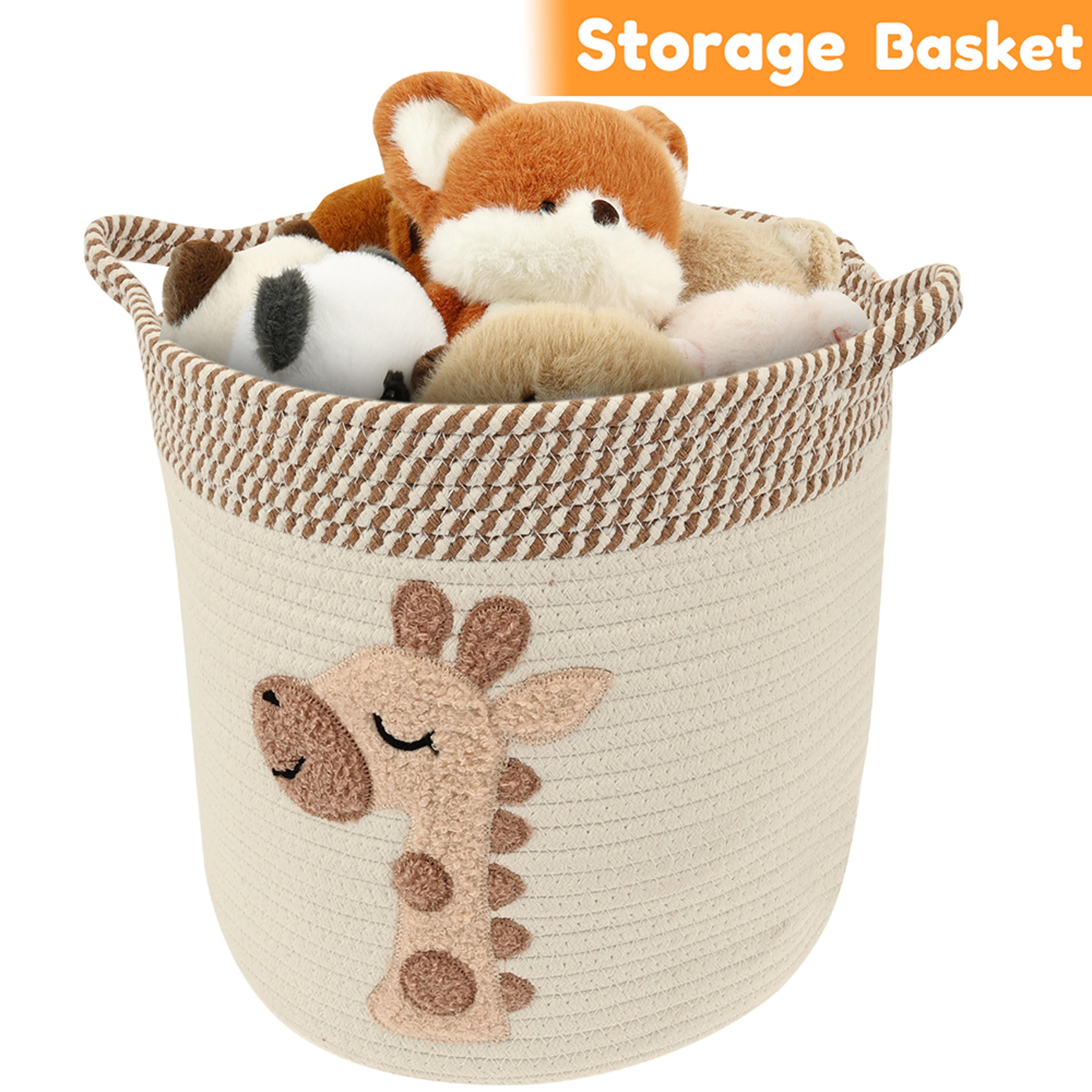 large cotton rope storage basket embroidered toy organizer and laundry hamper