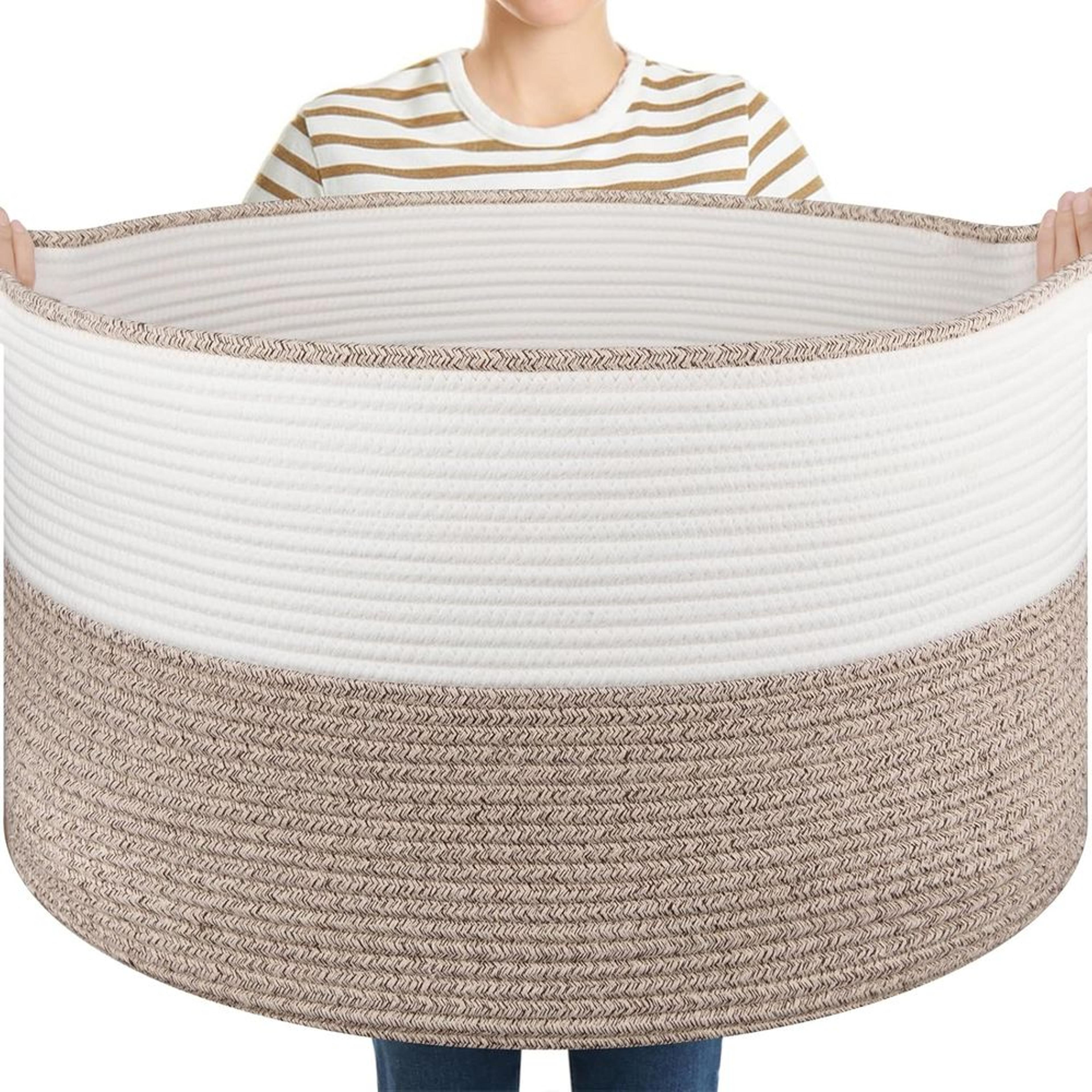 extra large woven storage basket with handles for blankets toys and laundry