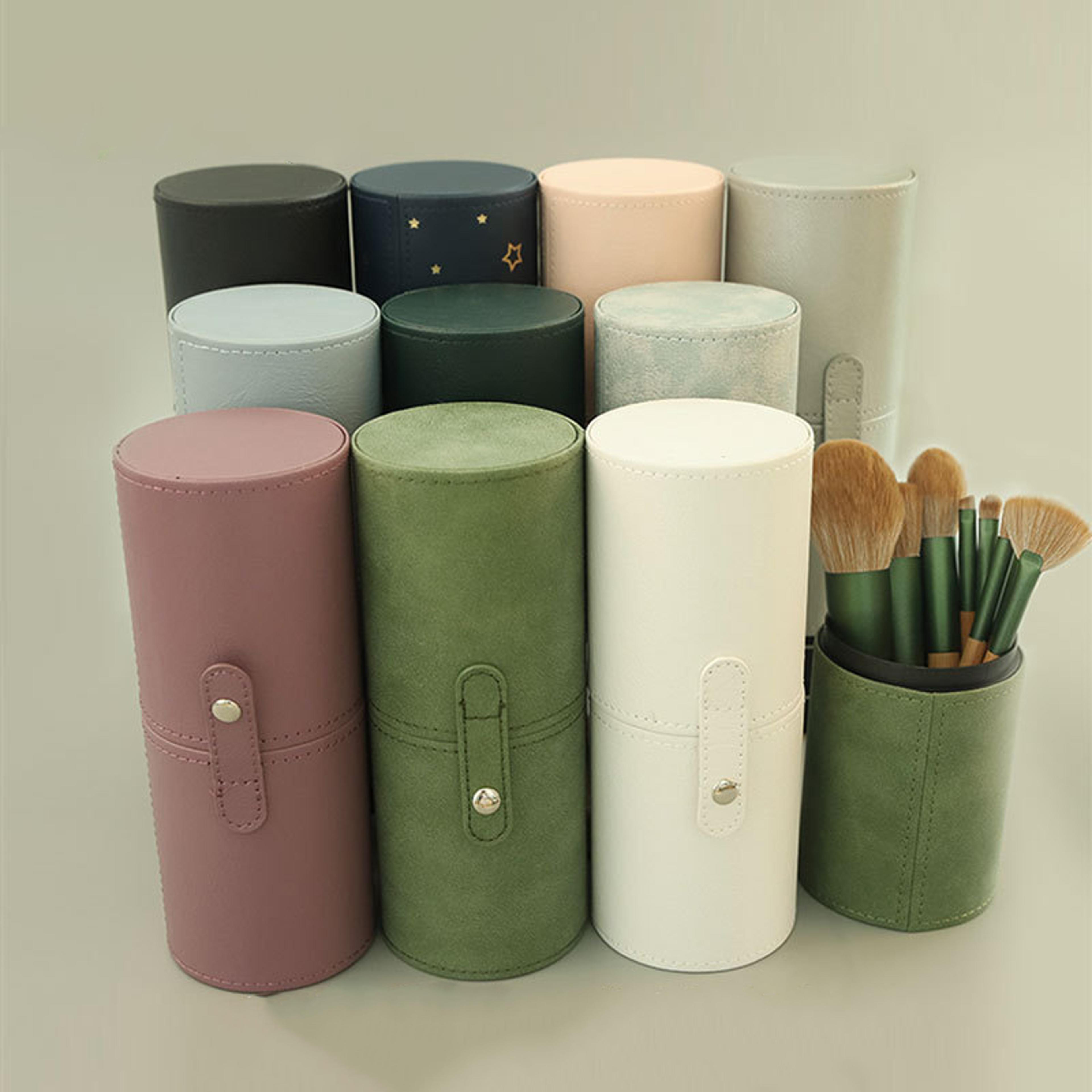 pu leather makeup brush holder travel makeup brush case dustproof cosmetic organizer
