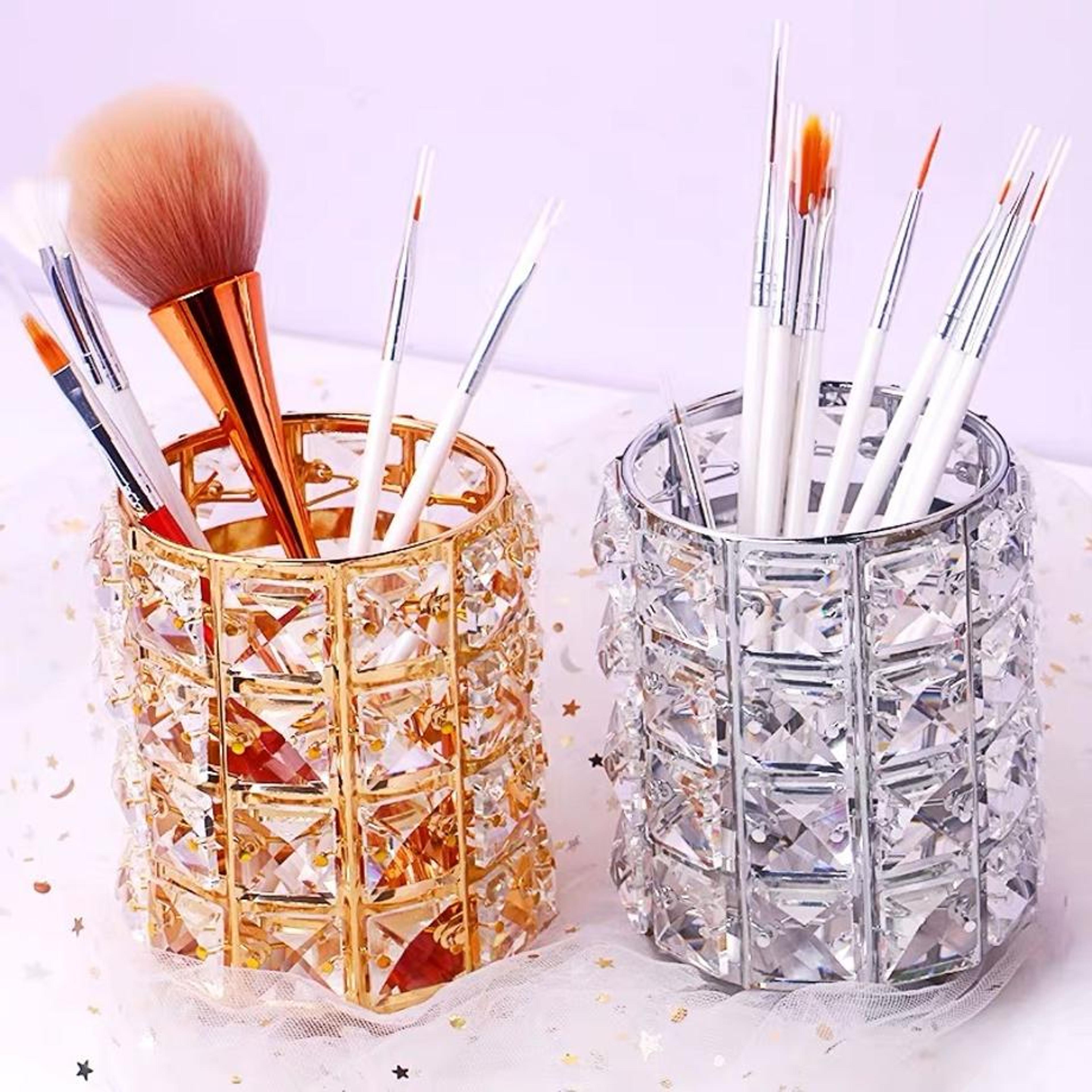 crystal makeup brush holder cosmetic vanity organizer for jewelry and nail tools