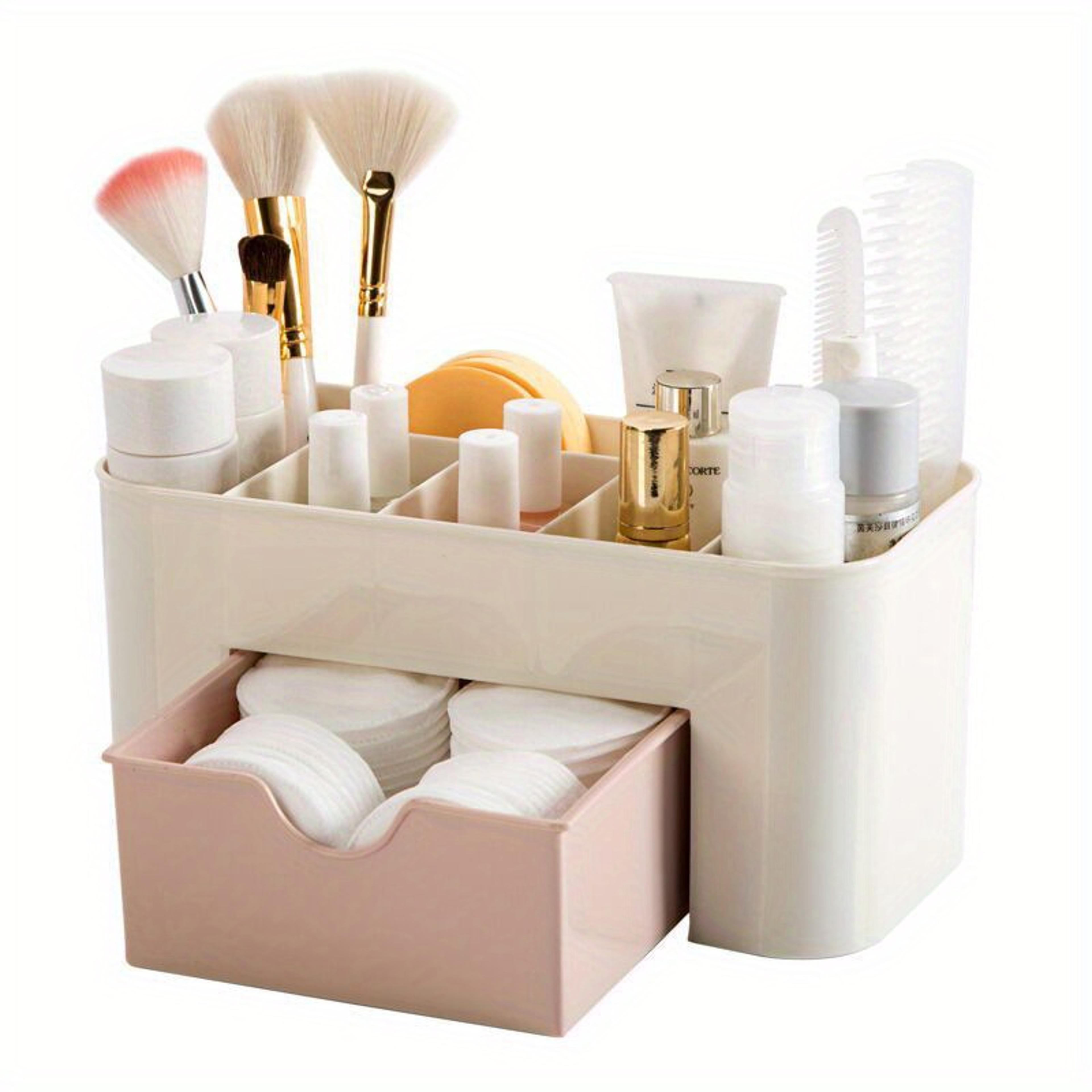 clear acrylic makeup organizer with drawers for cosmetics lipsticks and brushes
