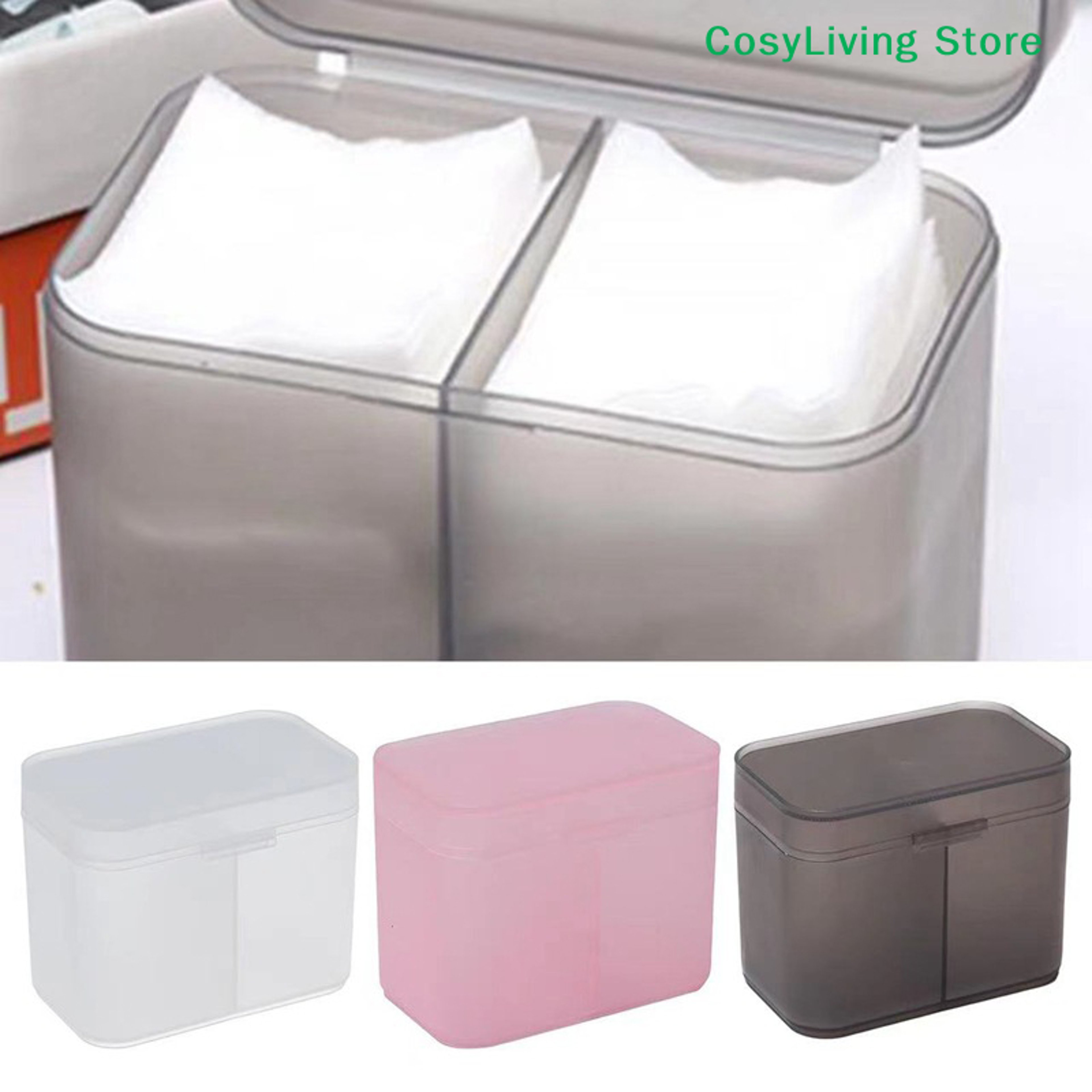 double compartment cotton pad organizer and makeup brush storage box