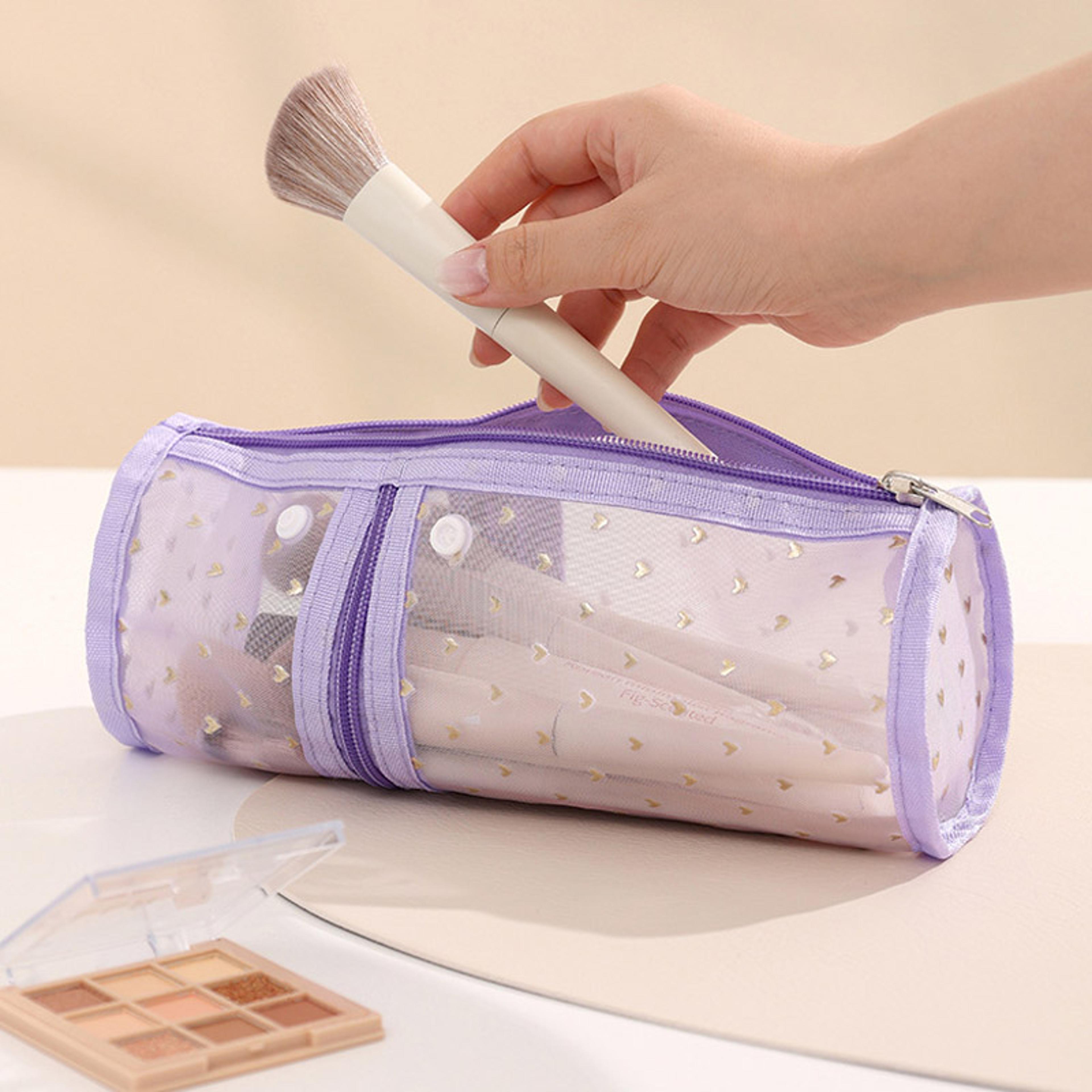 large capacity makeup brush holder travel mesh stand up organizer case