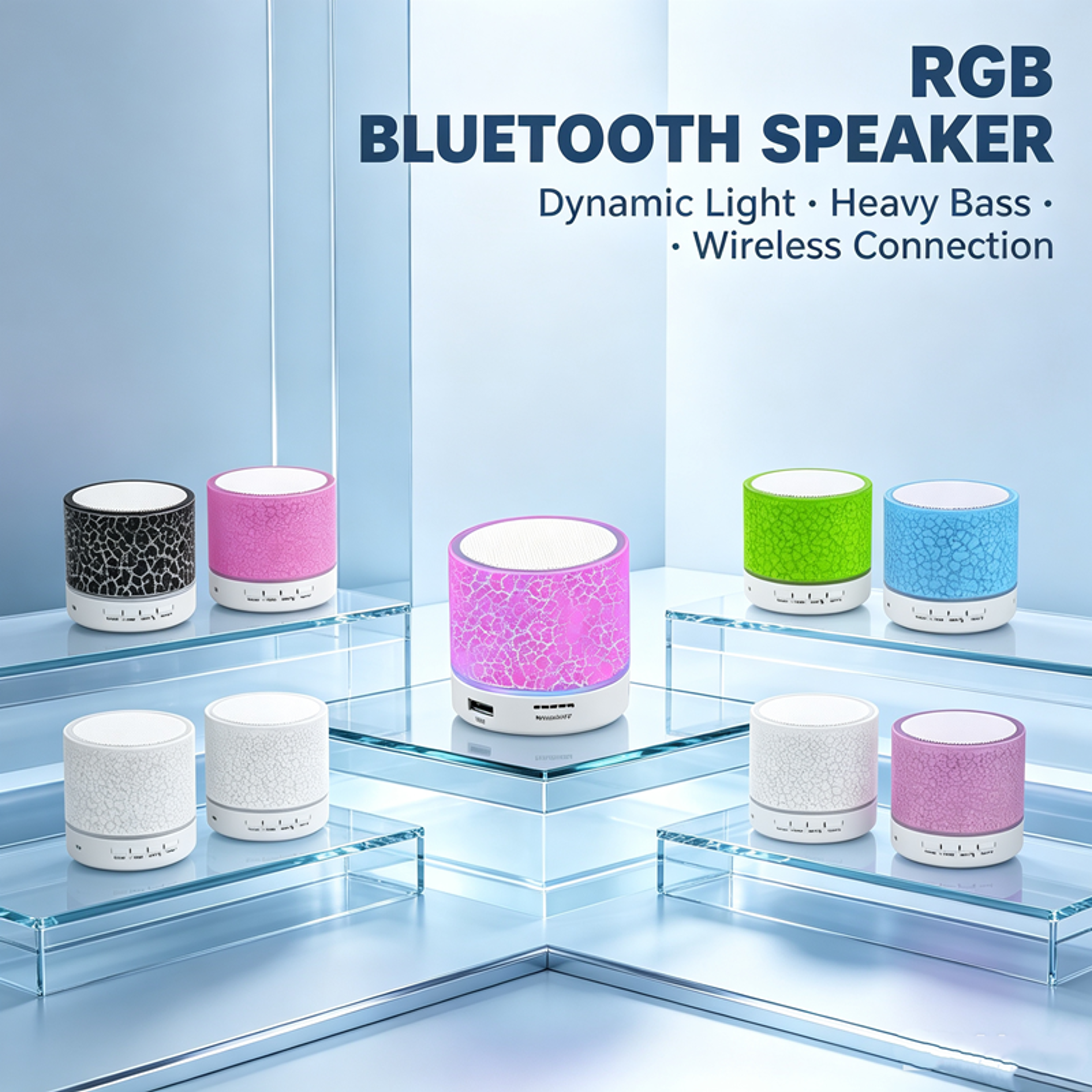 mini bluetooth speaker with led light, sd card and usb playback