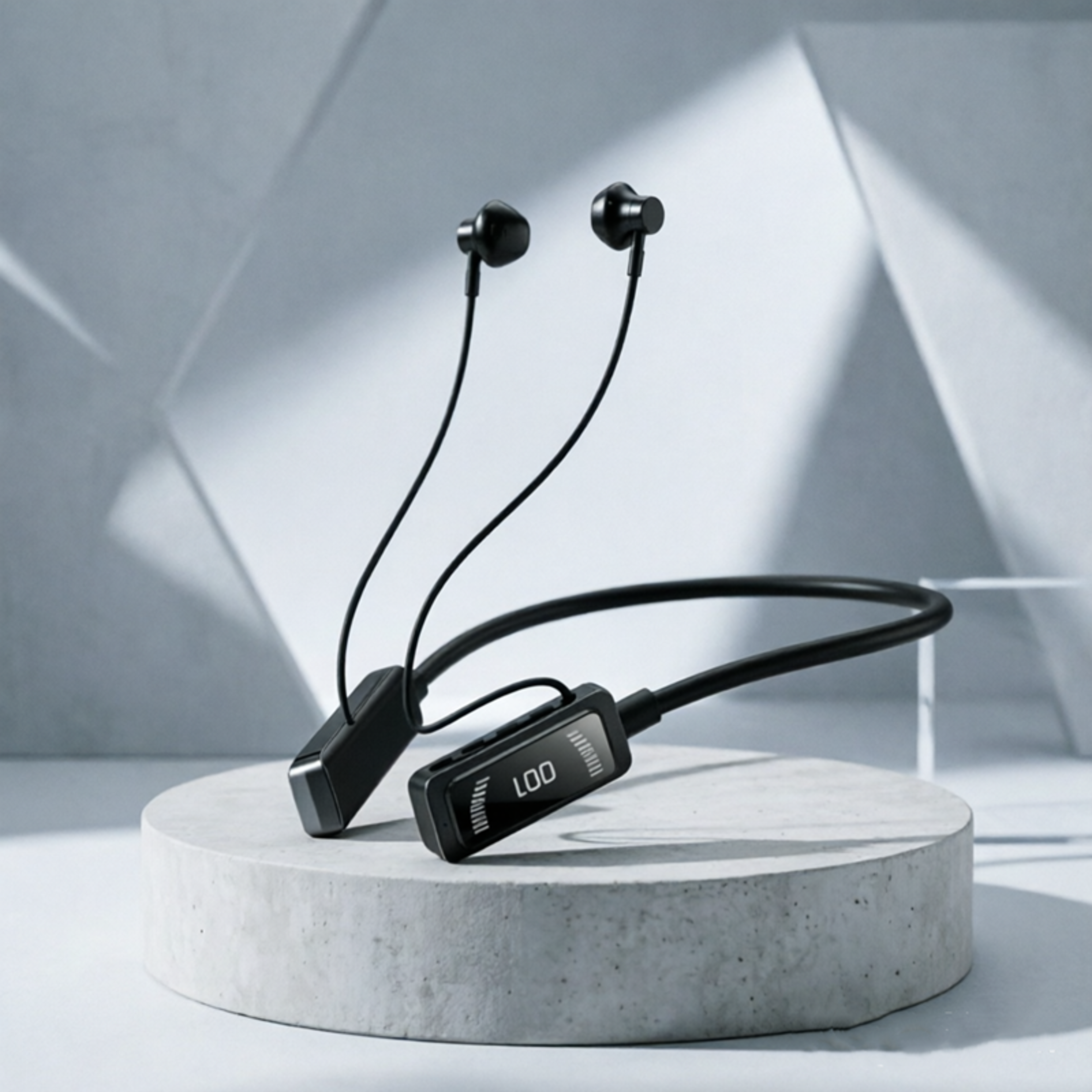 long endurance bluetooth neckband earphones with hifi sound and led display