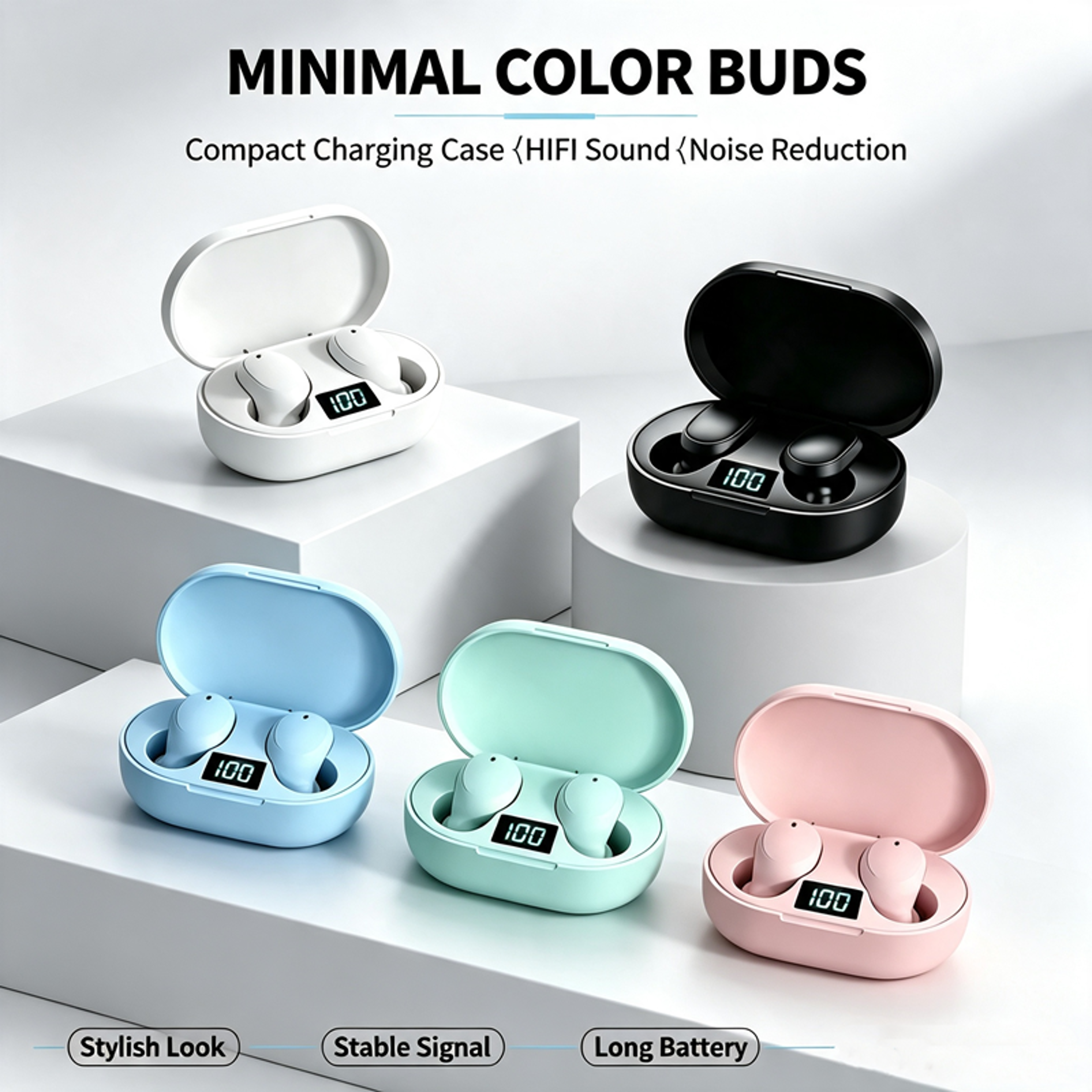 wireless bluetooth earbuds with microphone and noise reduction