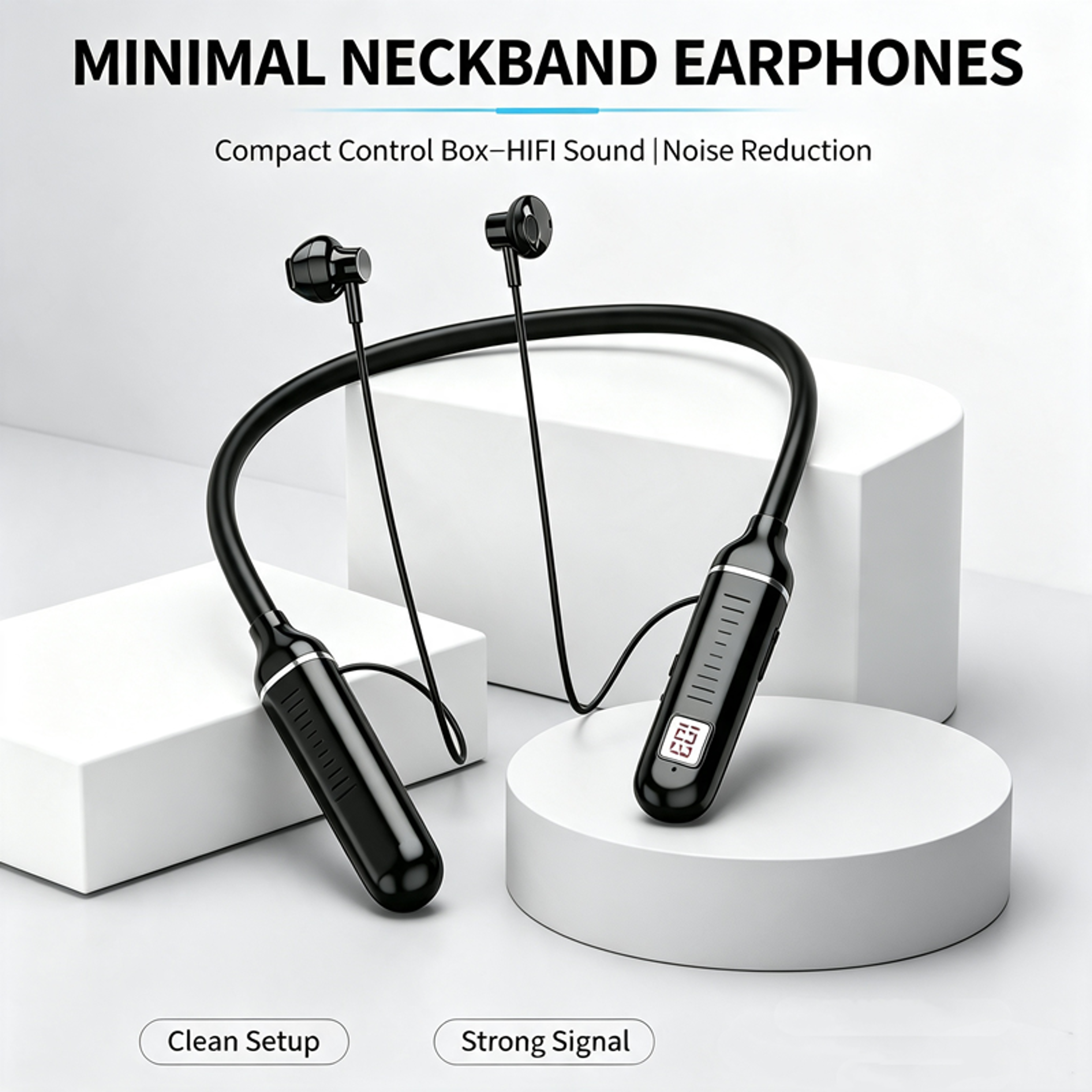 wireless neckband headphones bluetooth gaming earphones with led display