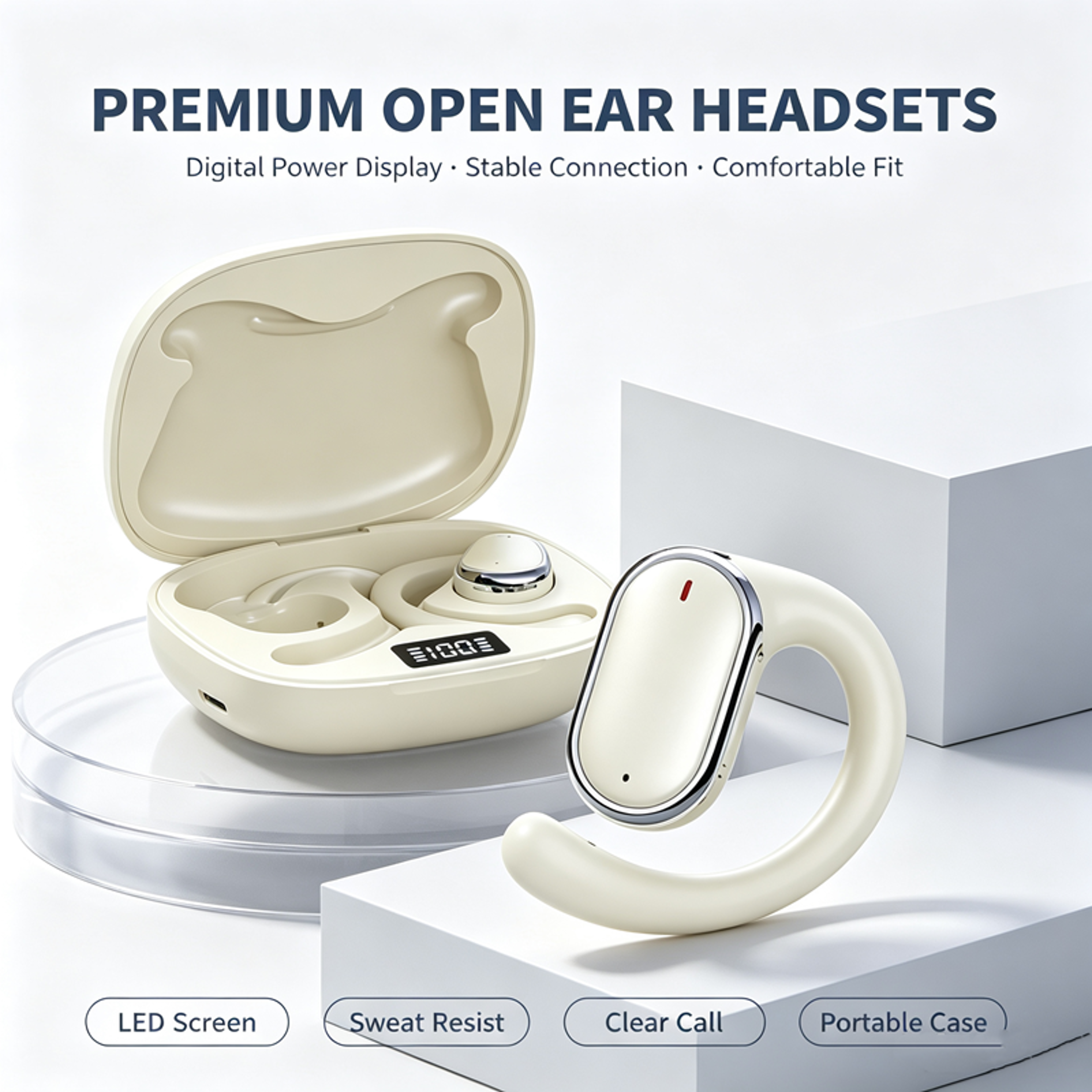 secure fit wireless ear hook headphones with noise reduction for running