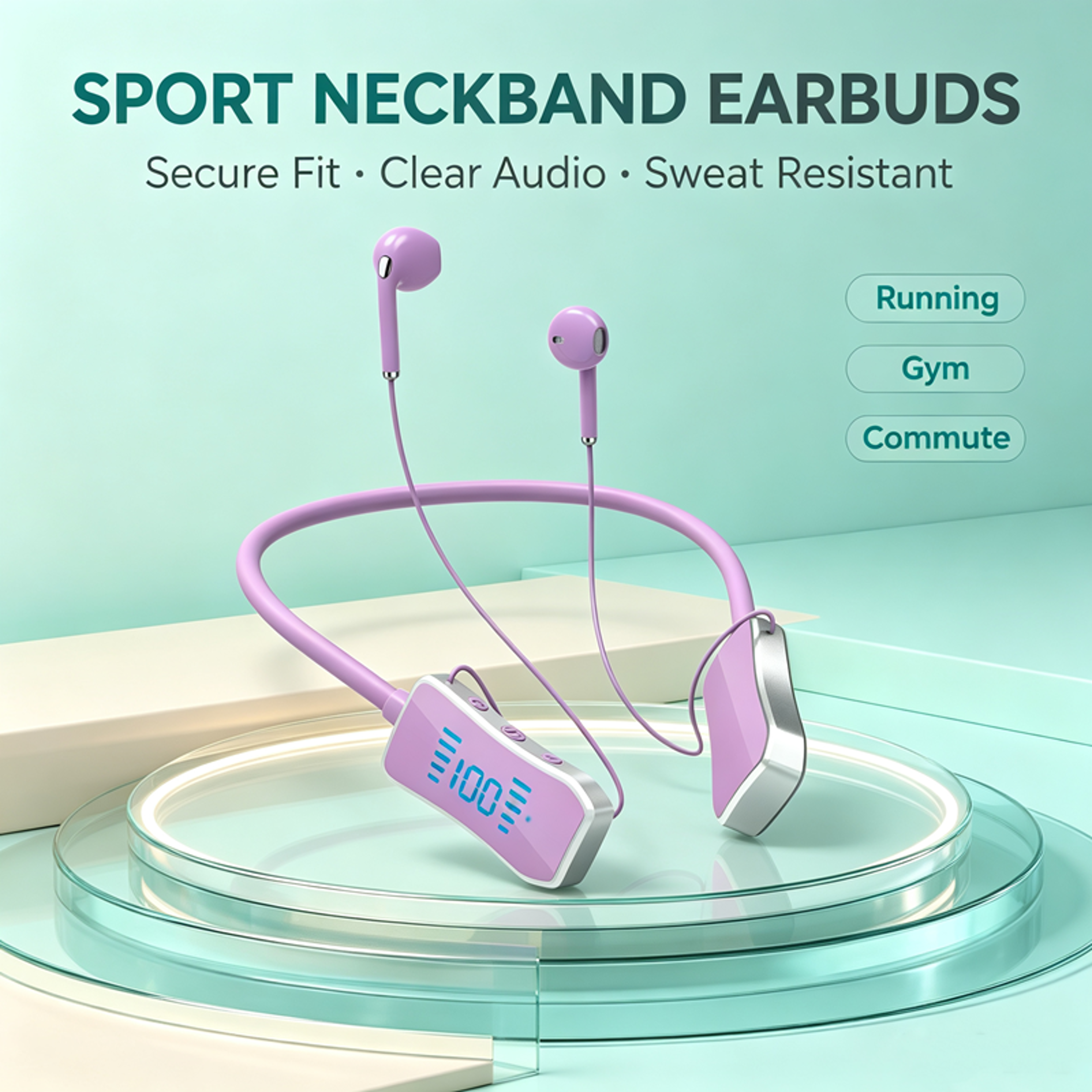 magnetic wireless neckband headphones waterproof sports bluetooth earphones with mic