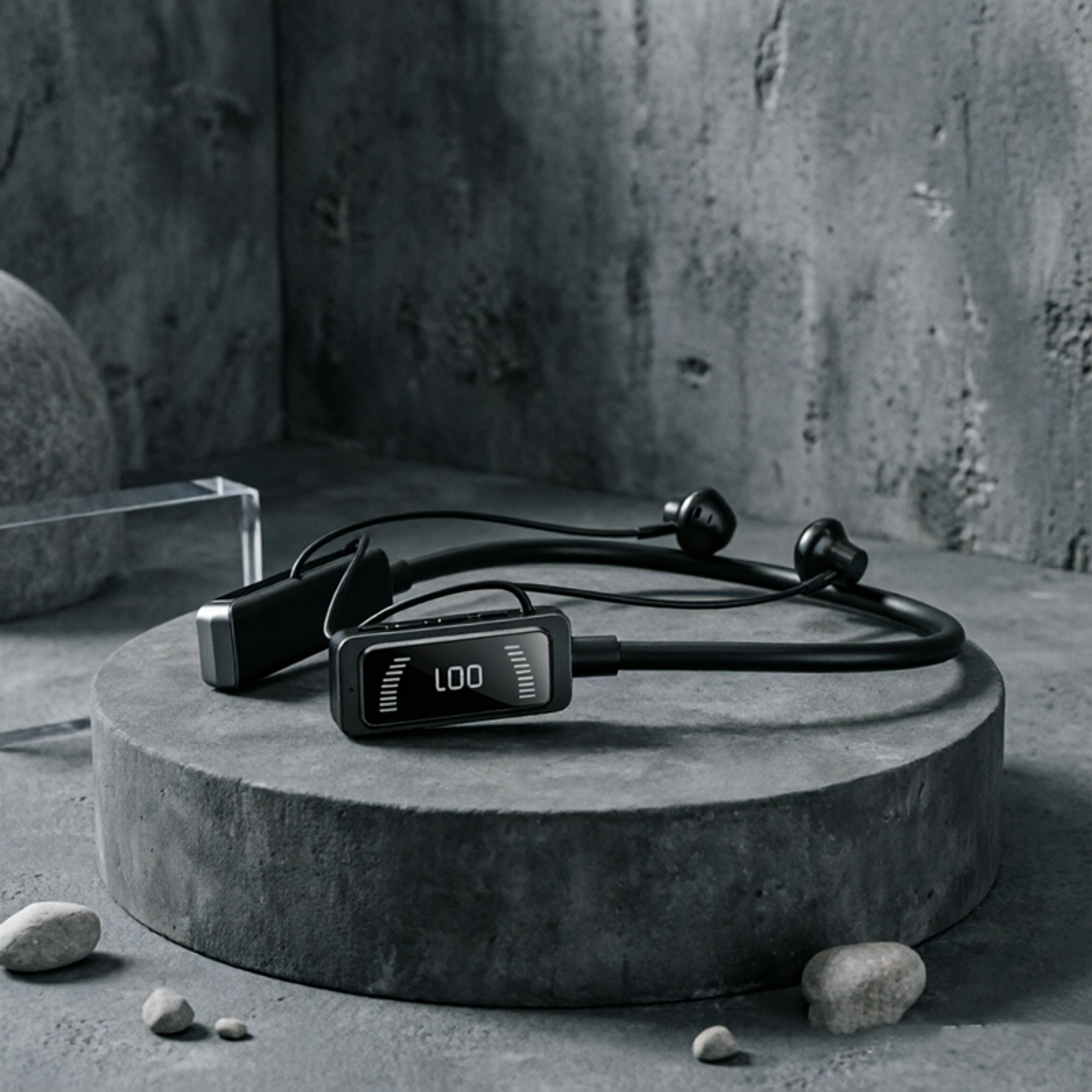 long endurance wireless neckband headphones with hifi sound and led power display