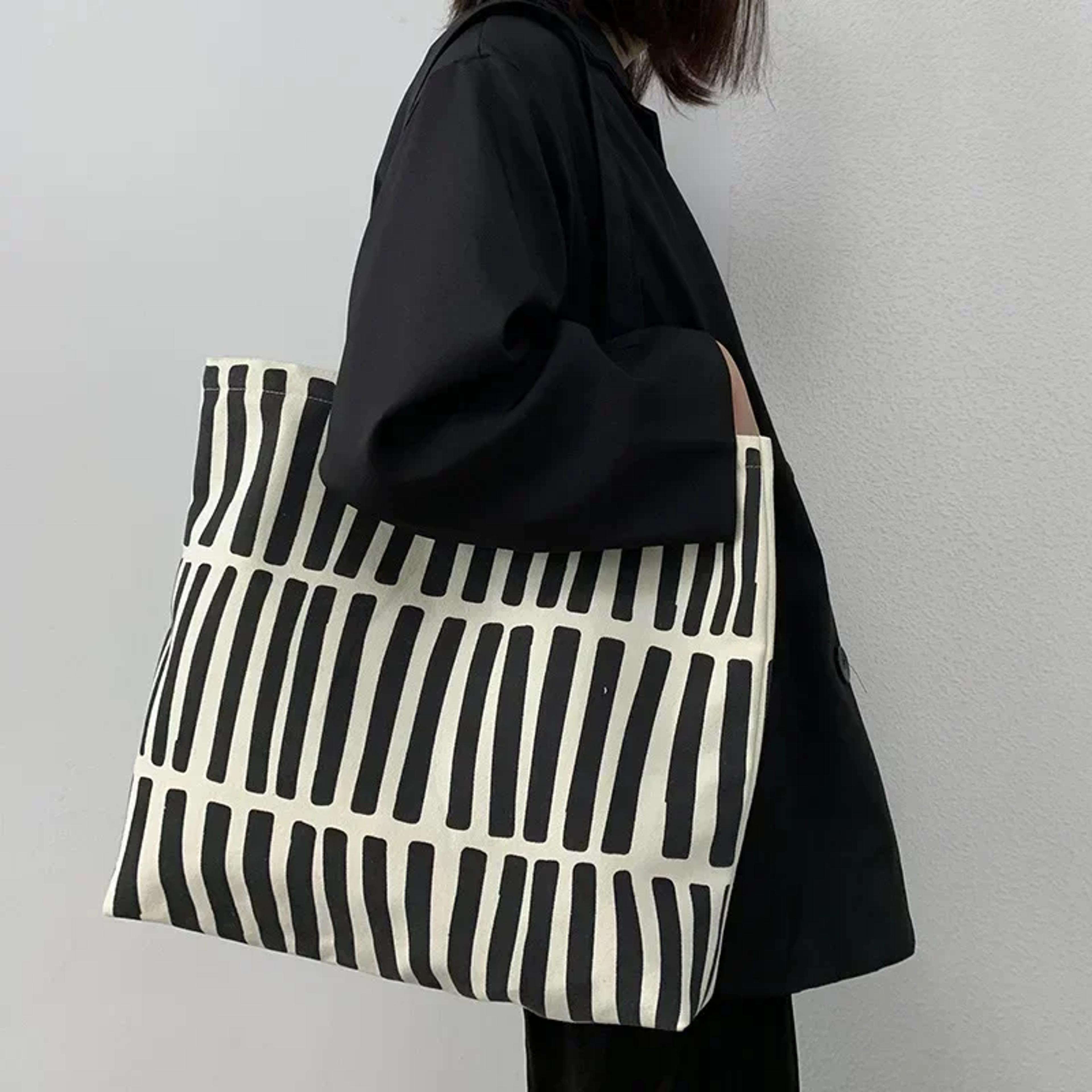 women canvas tote bag large reusable shoulder shopper for school and daily use