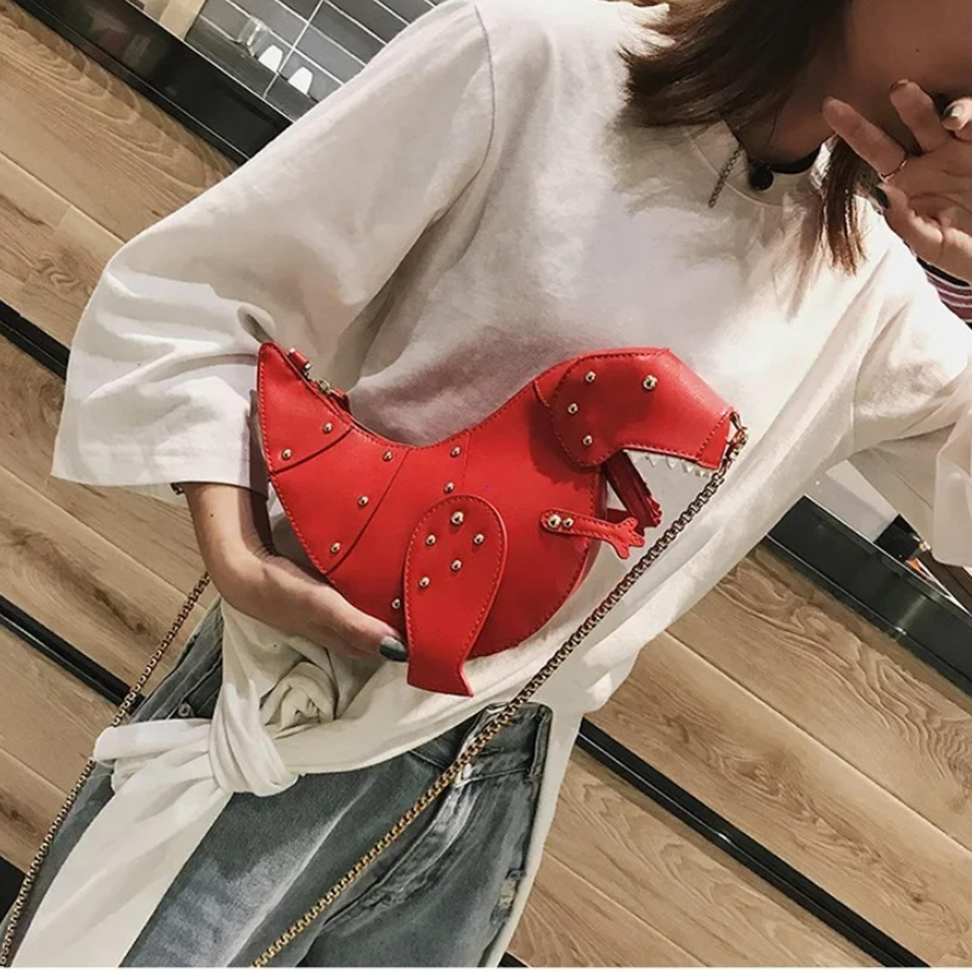dinosaur crossbody bag pu leather chain shoulder purse