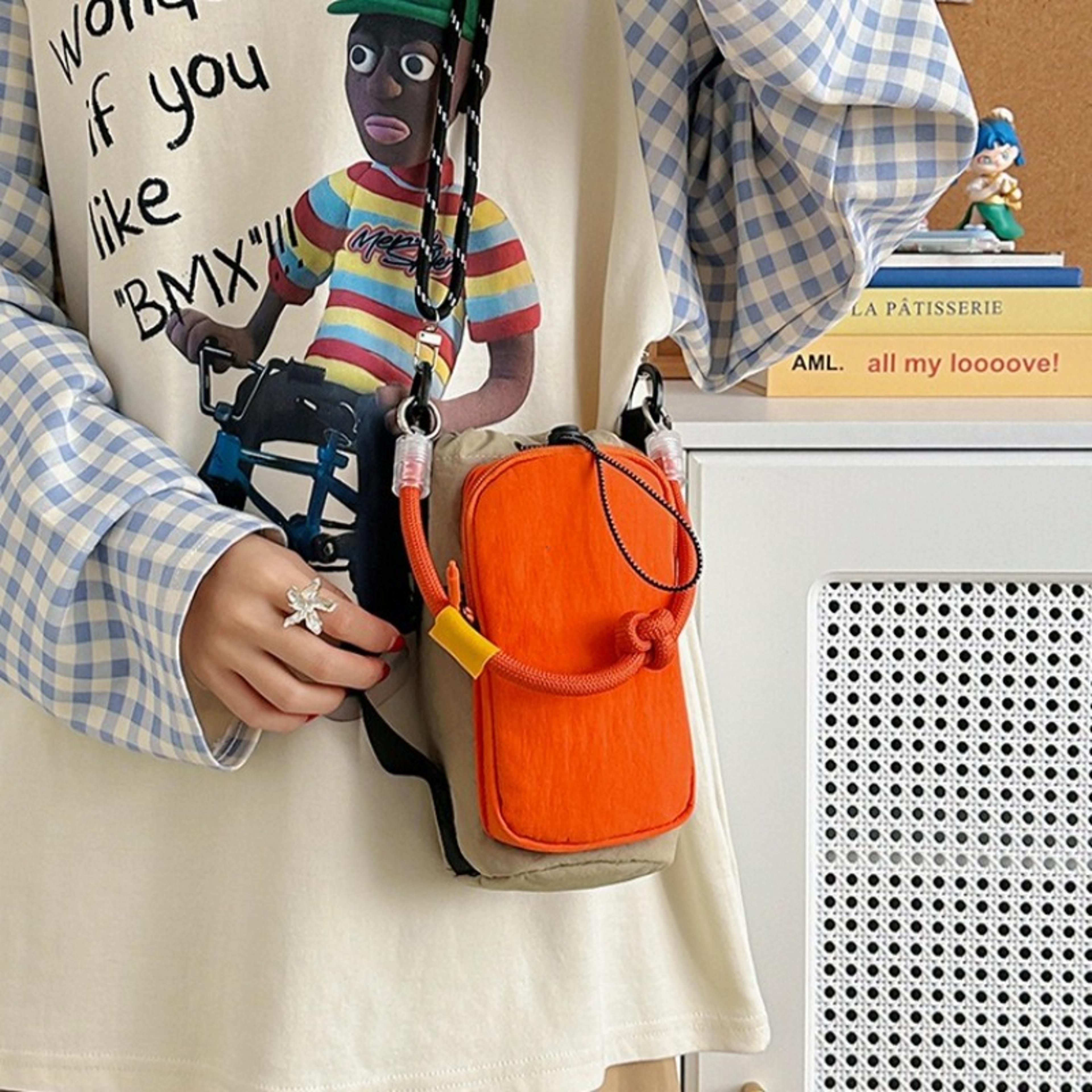 korean style nylon crossbody bag compact drawstring phone shoulder bag