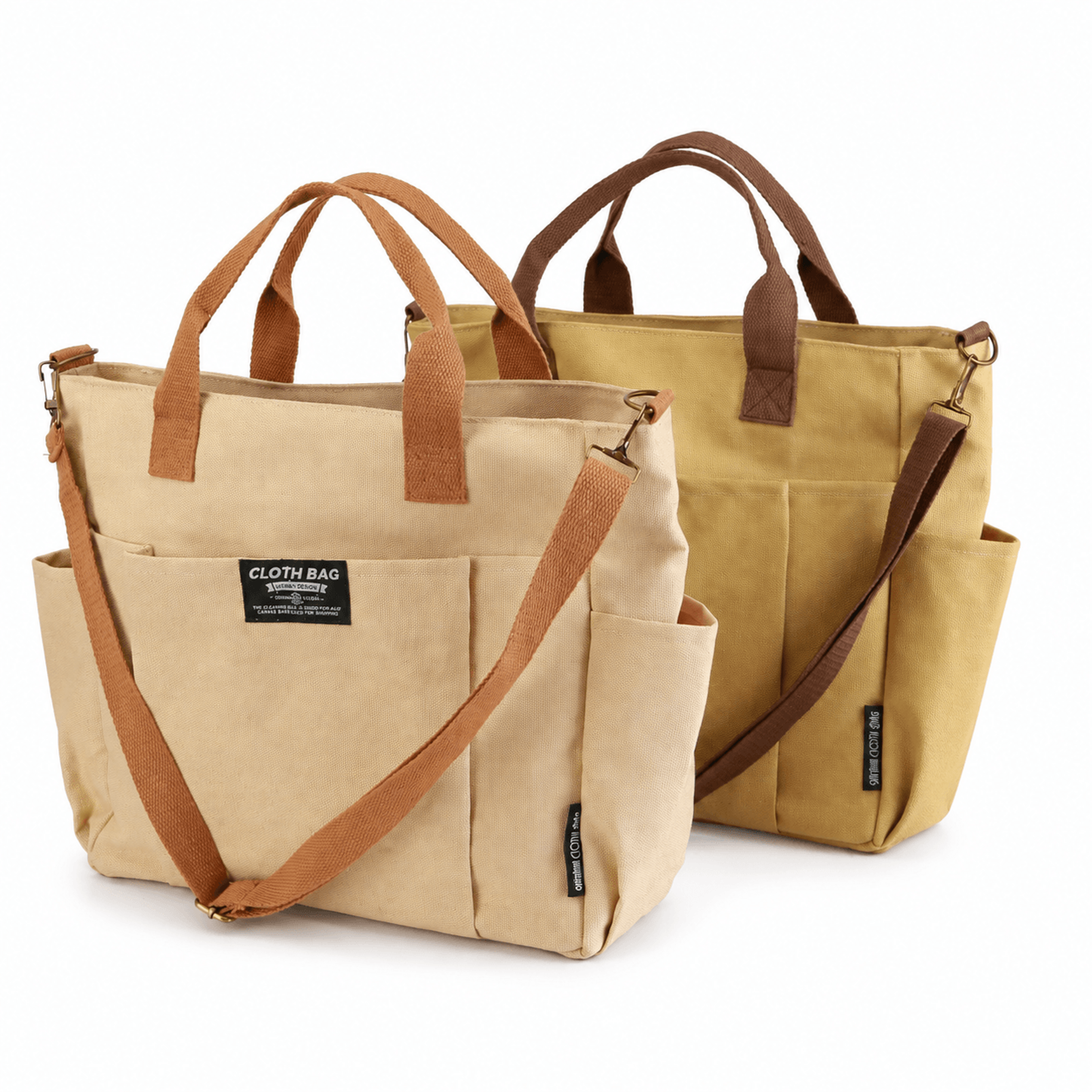 japanese style multi pocket canvas tote bag laptop shoulder bag