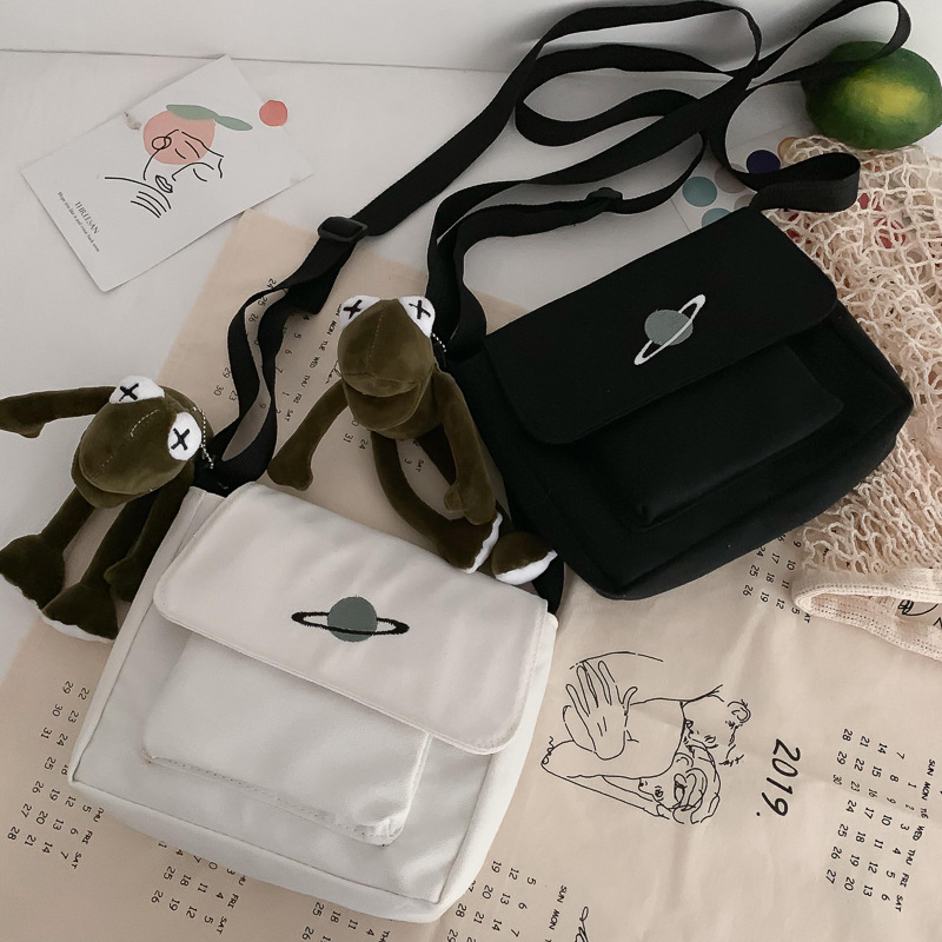 moon embroidered canvas messenger bag for women crossbody shoulder bag