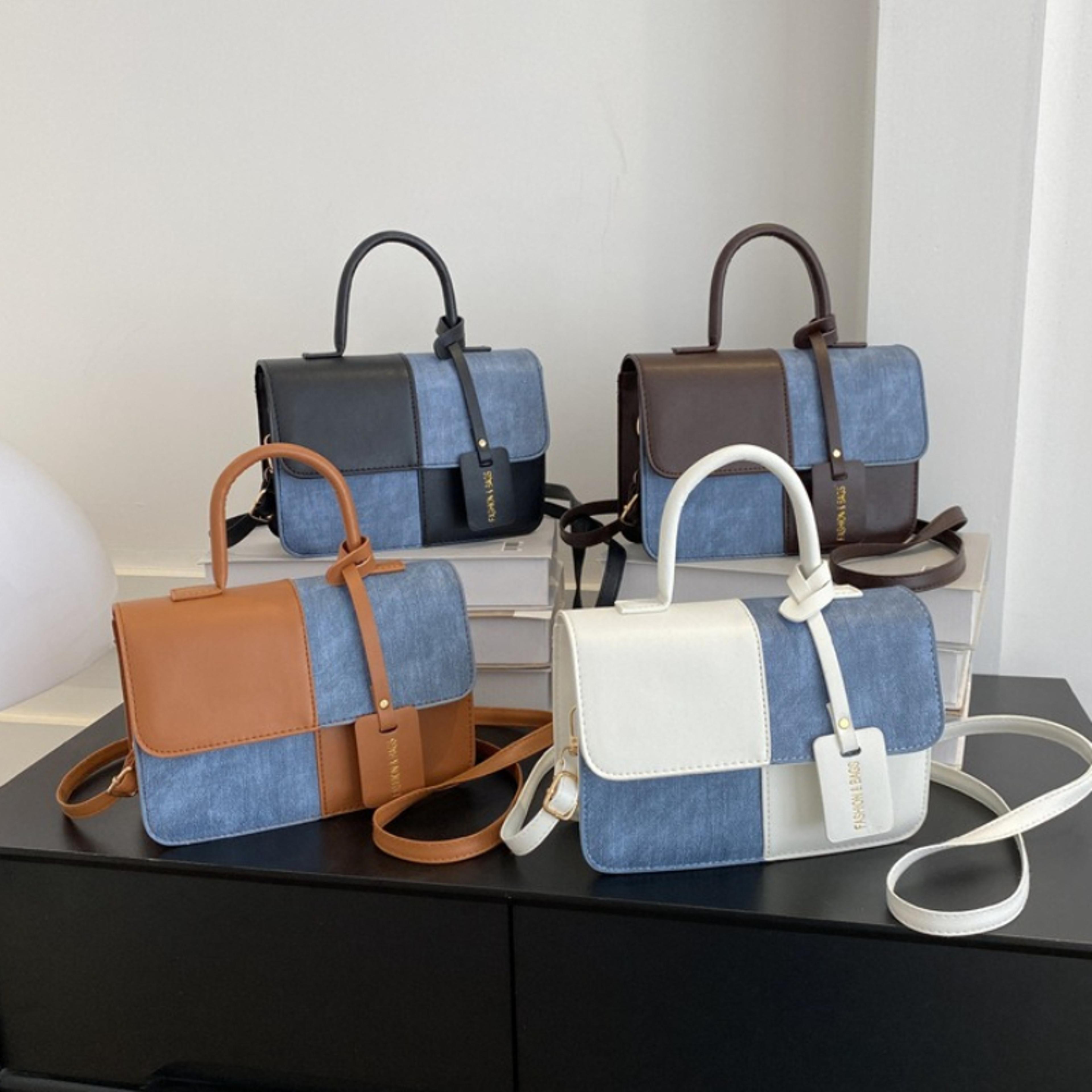 vintage patchwork leather crossbody bag for women casual flap shoulder purse