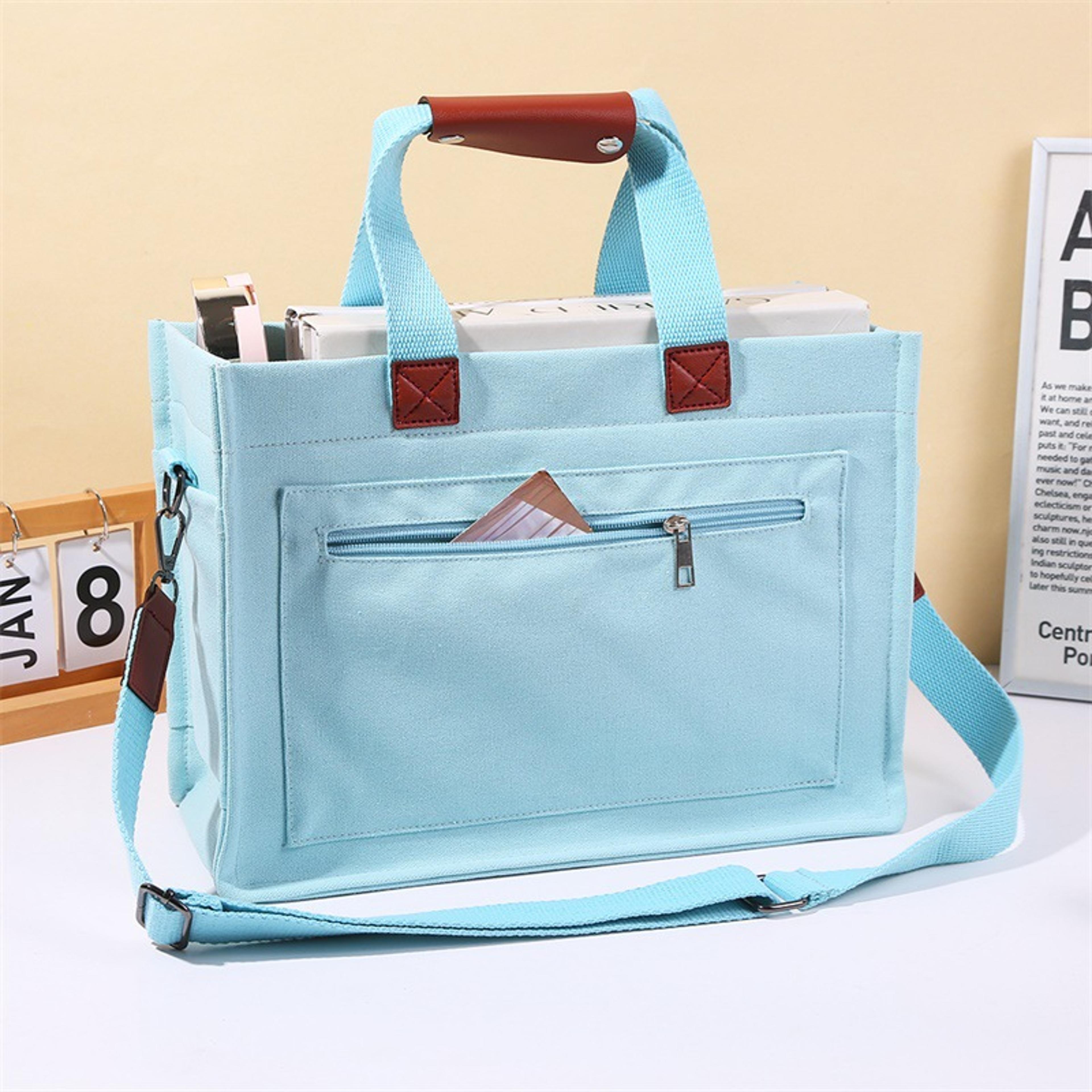 multi pocket canvas tote bag for women adjustable crossbody shoulder bag