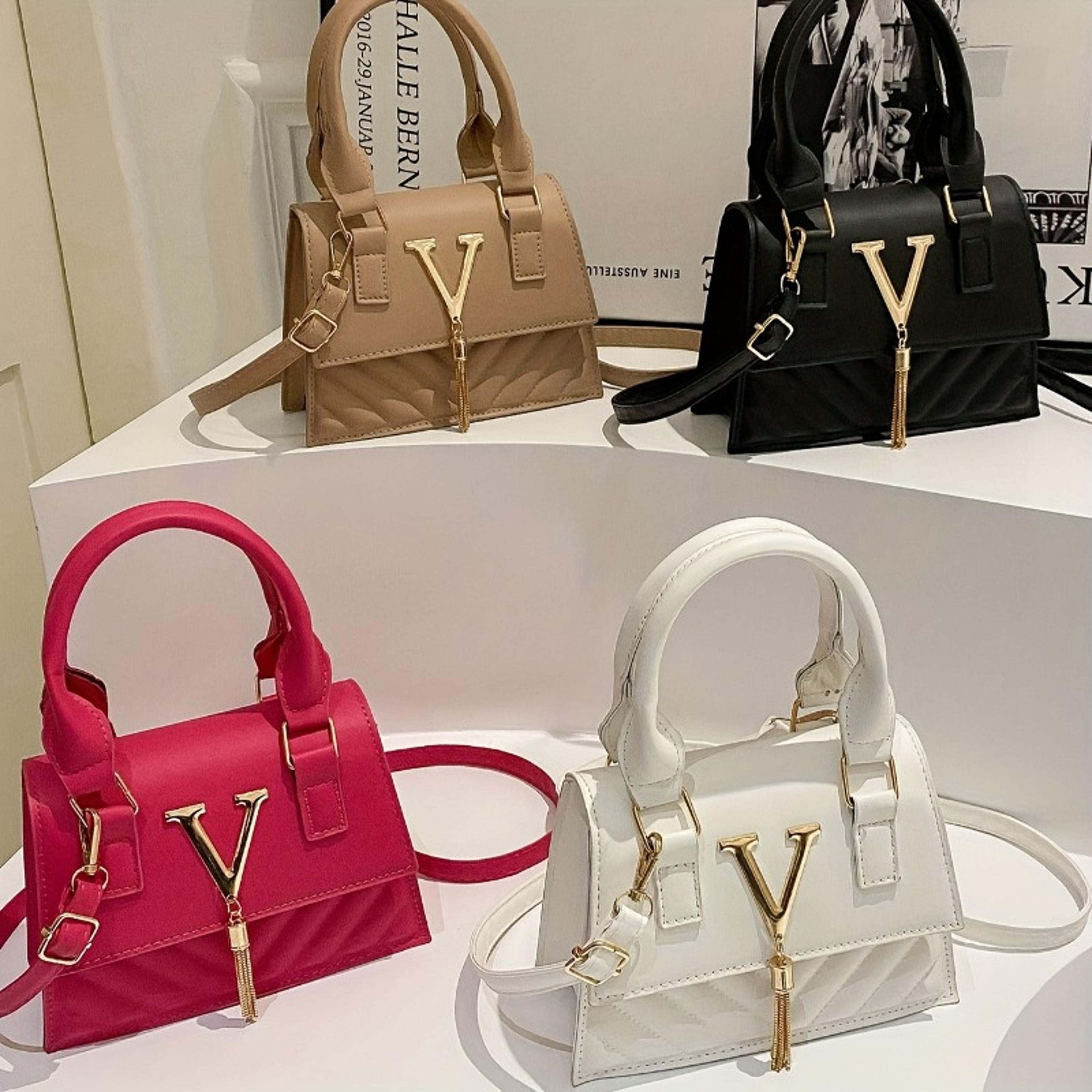 elegant quilted top handle crossbody bag for women with detachable strap