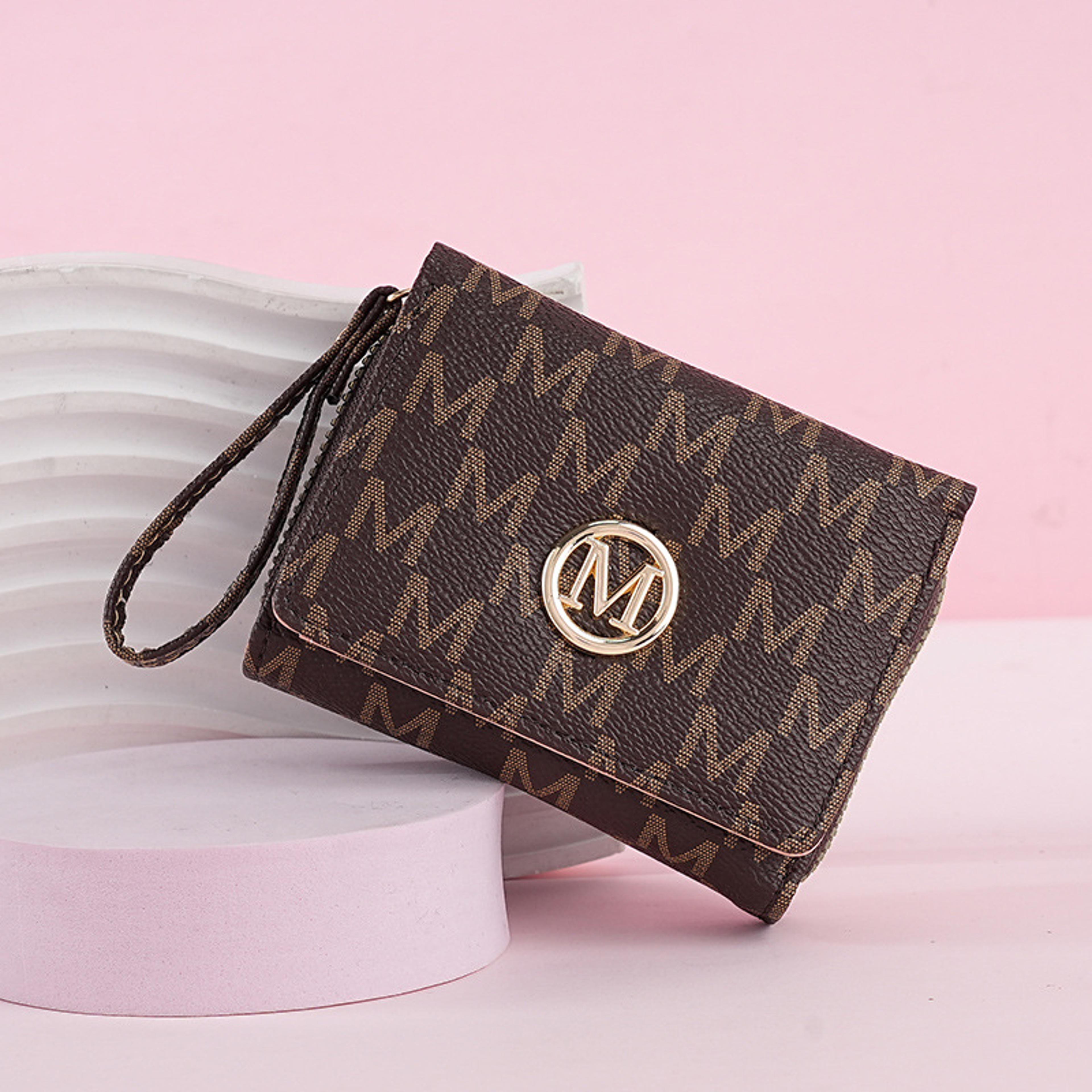chic trifold zipper wallet for women with card holder and wrist strap
