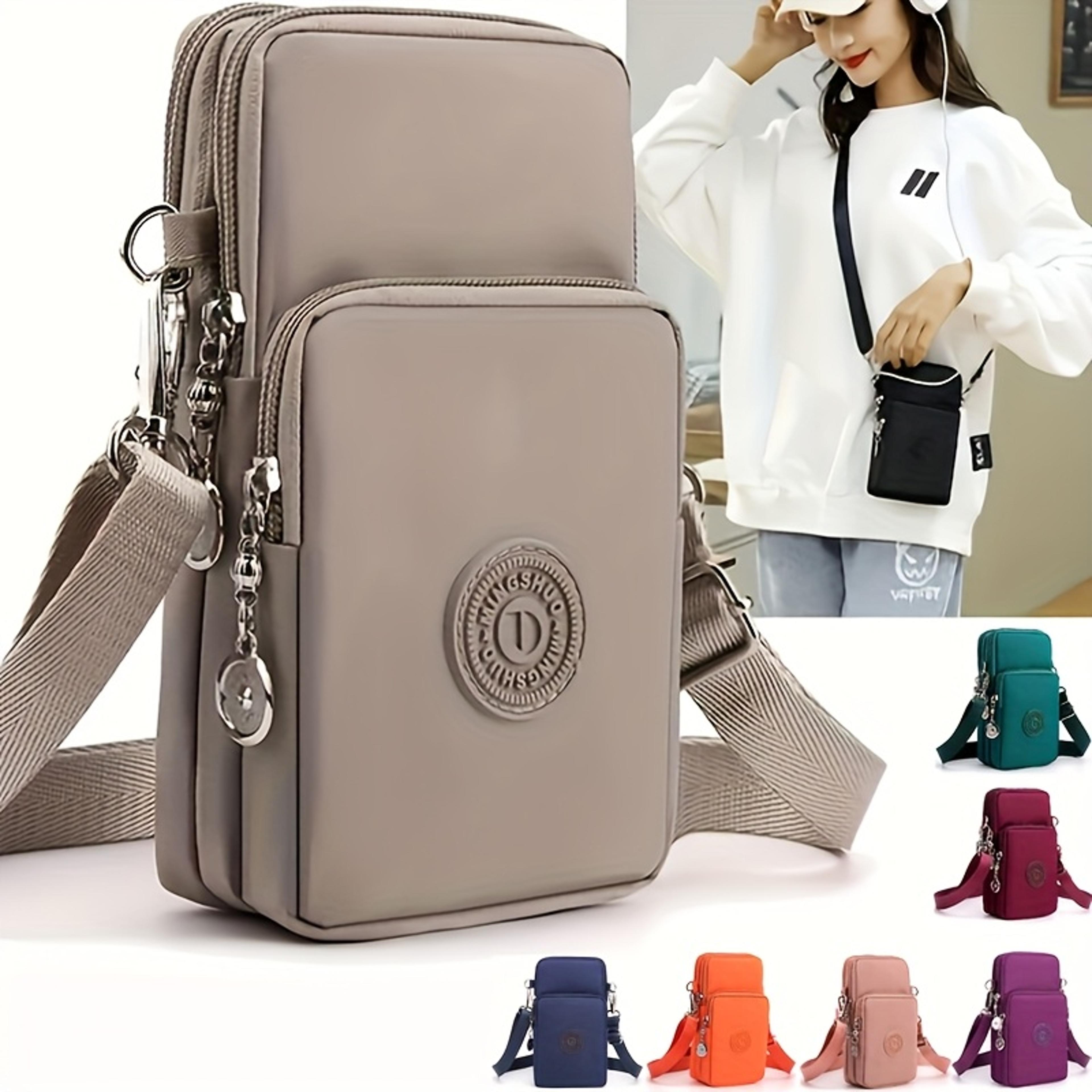 beige multi pocket crossbody bag lightweight phone purse for women