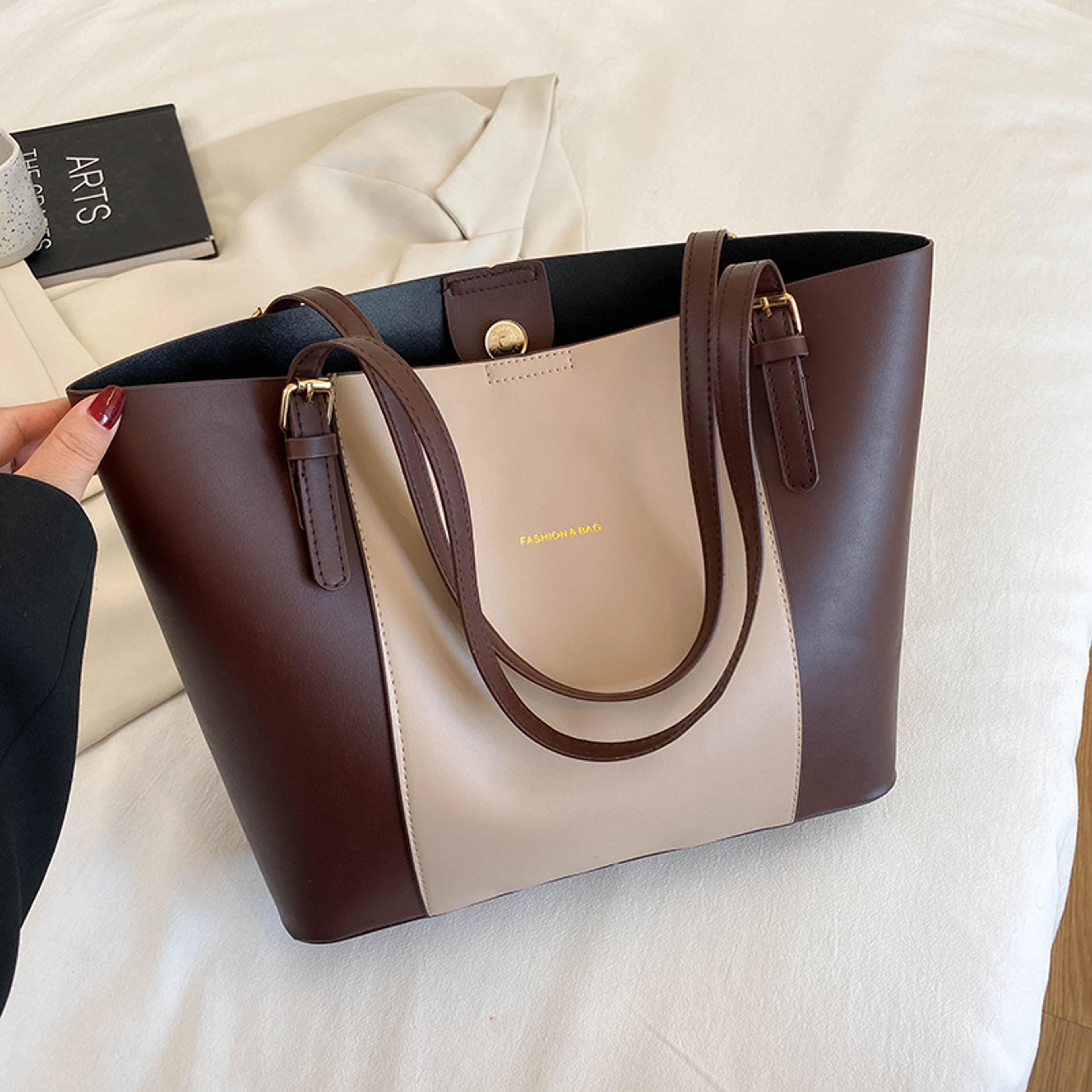 minimalist large capacity work tote bag with detachable pouch for women