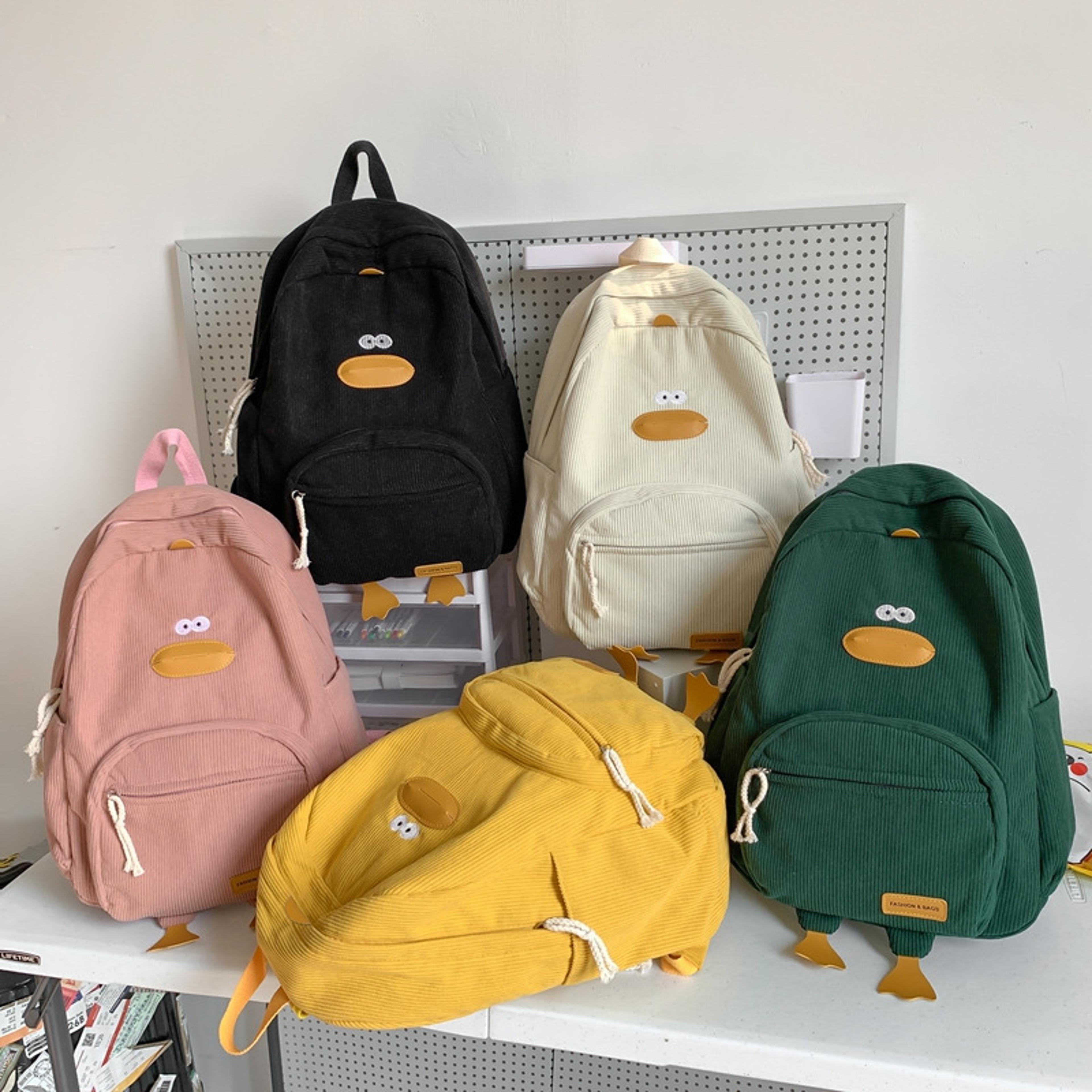 cute duck corduroy backpack large capacity kawaii student daypack