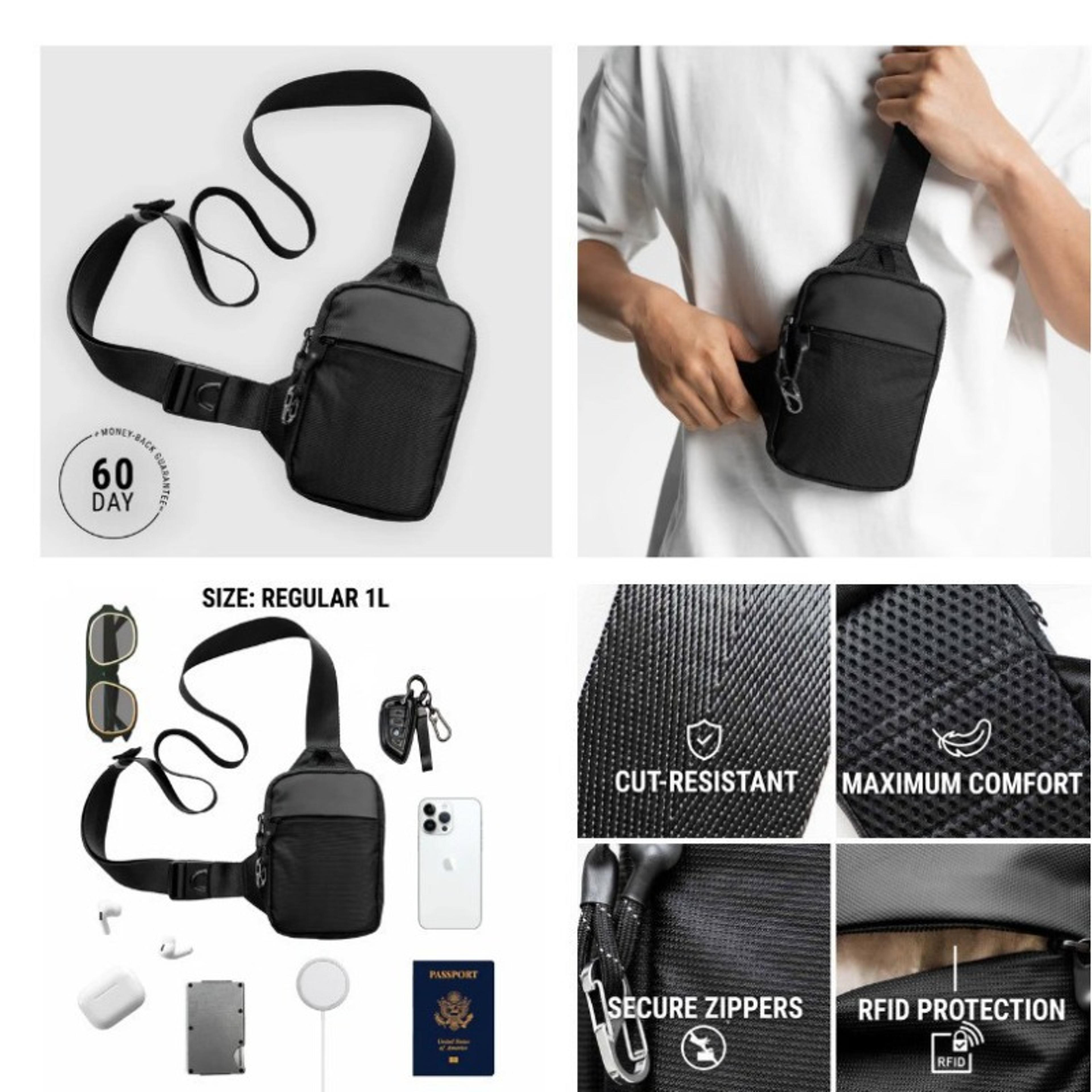 mini waterproof sling bag crossbody chest bag for travel running and daily carry