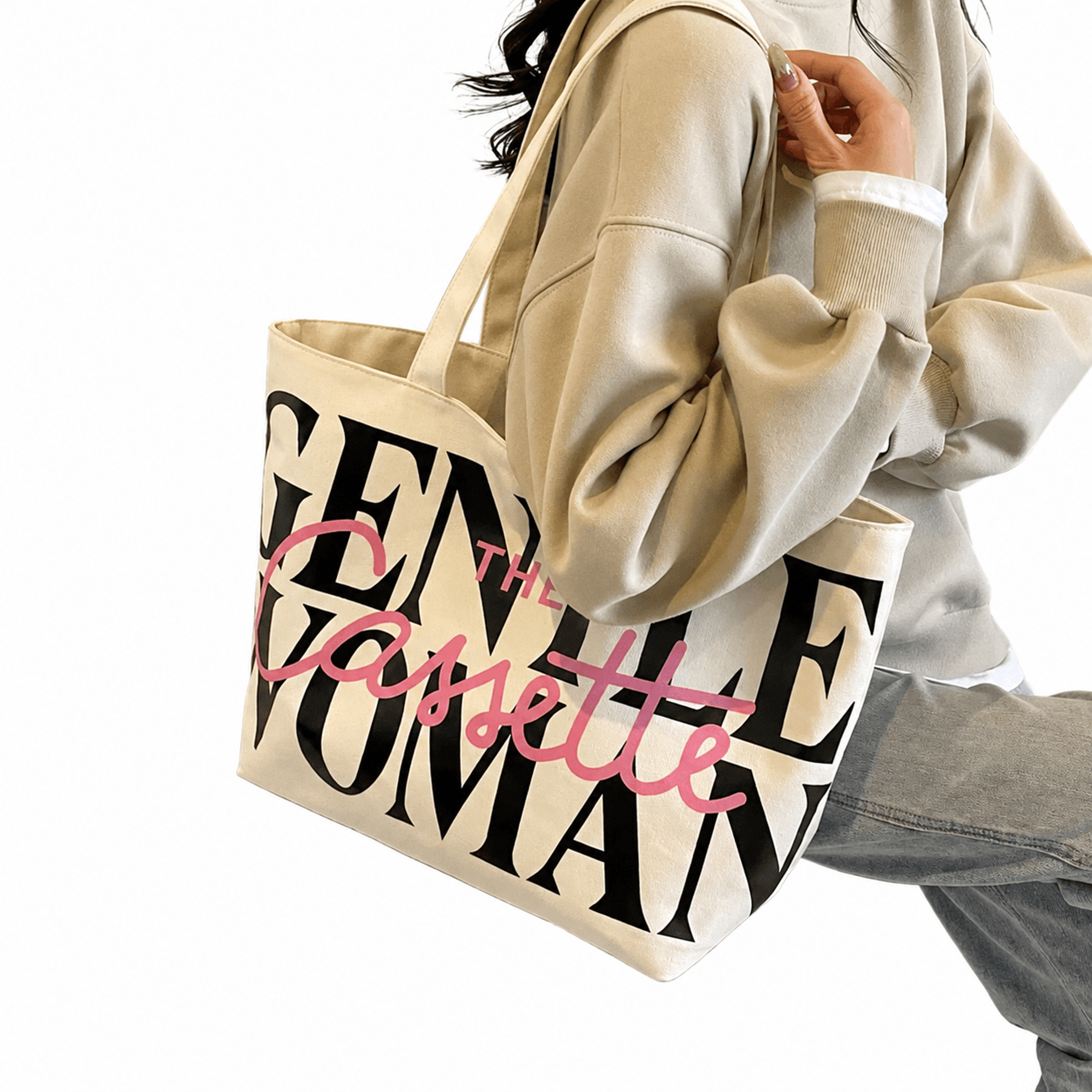 stylish women canvas tote bag large capacity casual shoulder bag