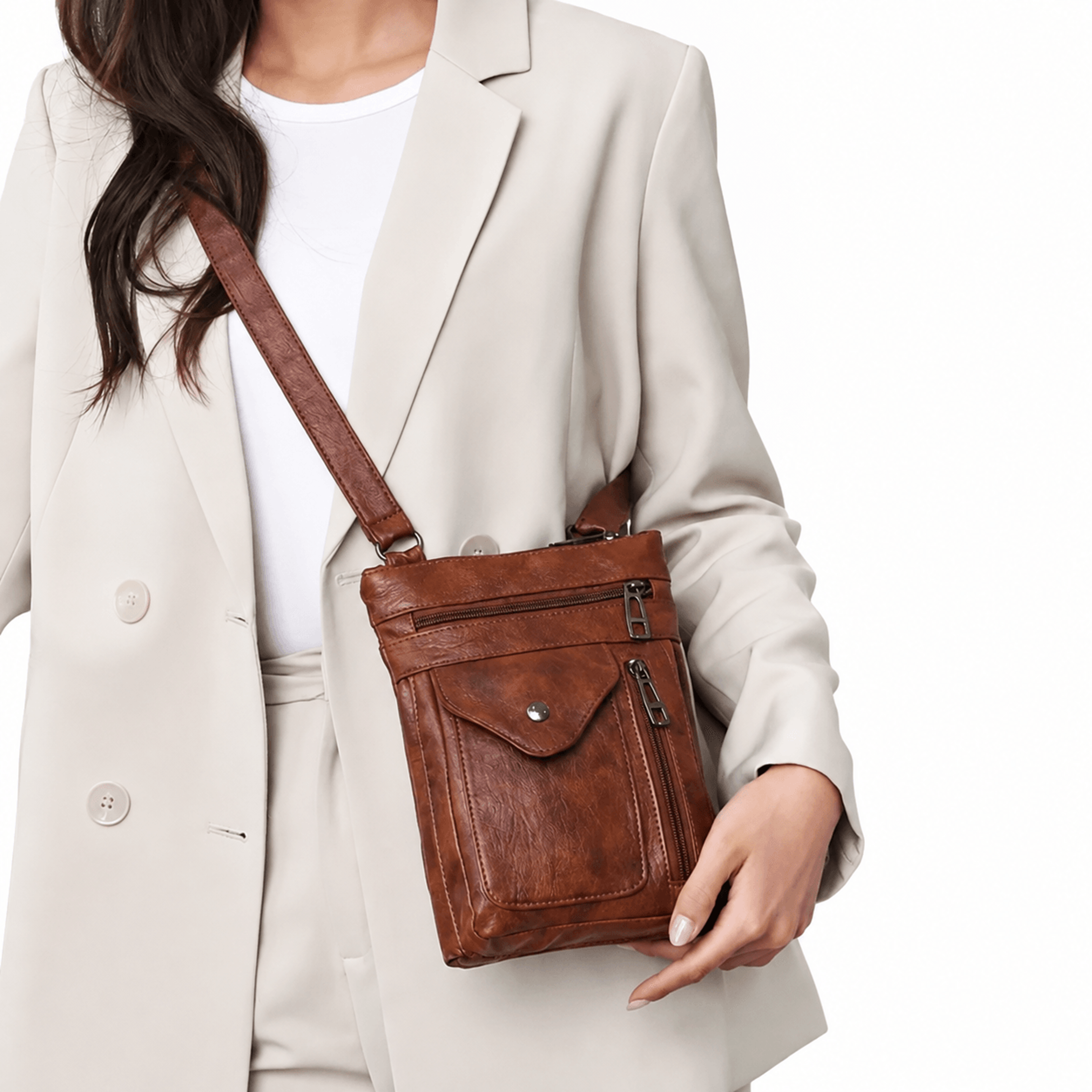 vintage faux leather mini crossbody phone bag for women