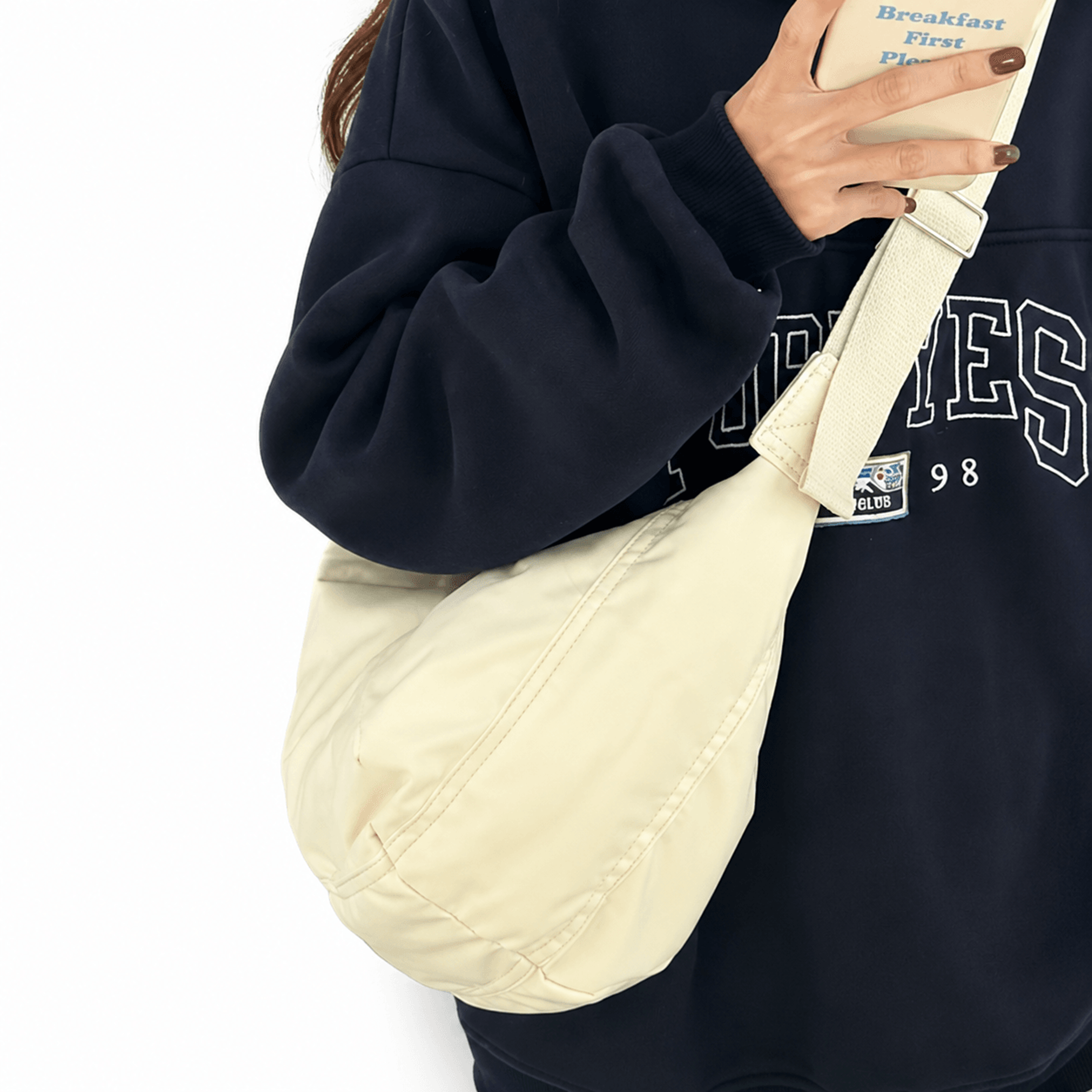 minimalist crescent crossbody bag lightweight nylon hobo sling bag