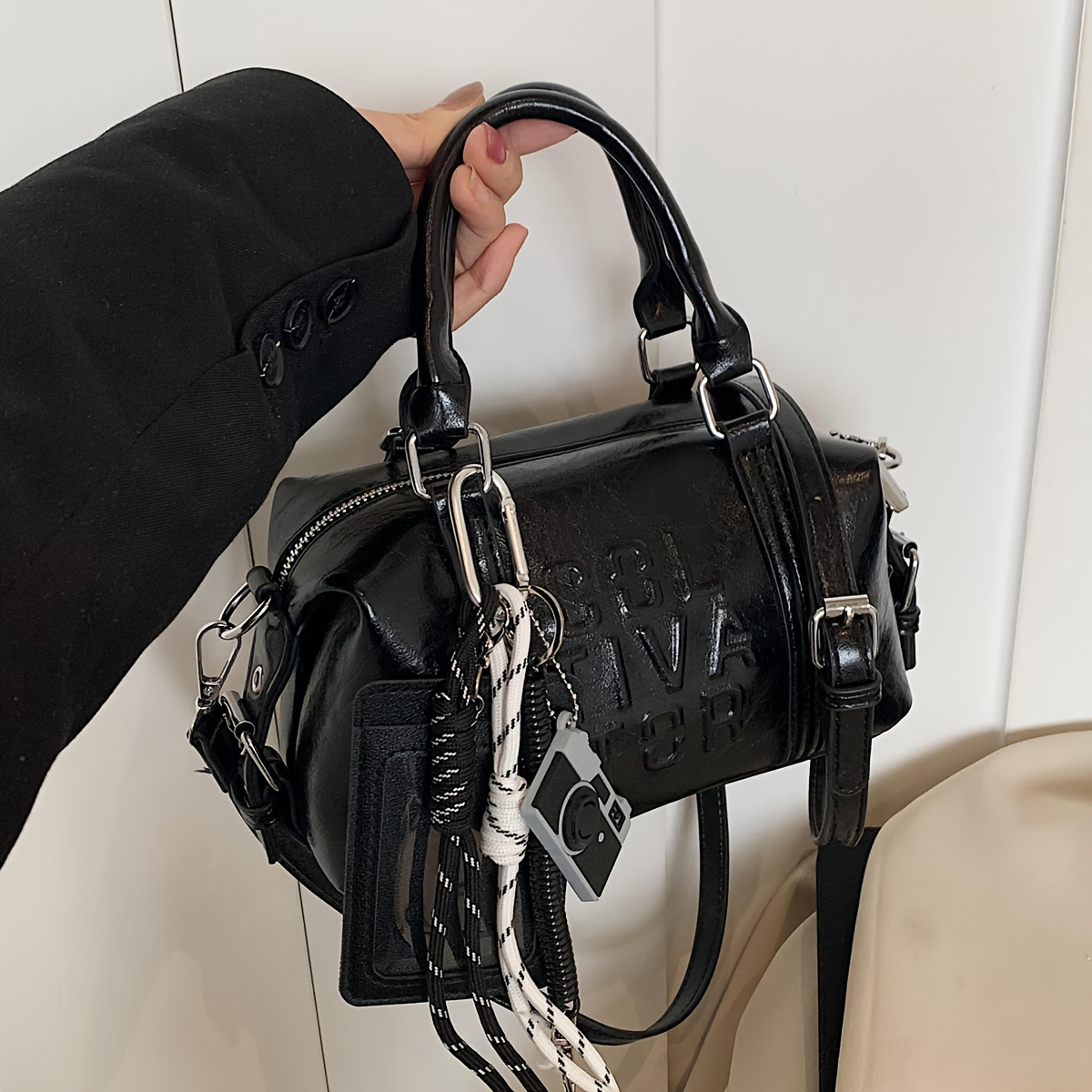 retro womens crossbody bag with adjustable strap and zipper