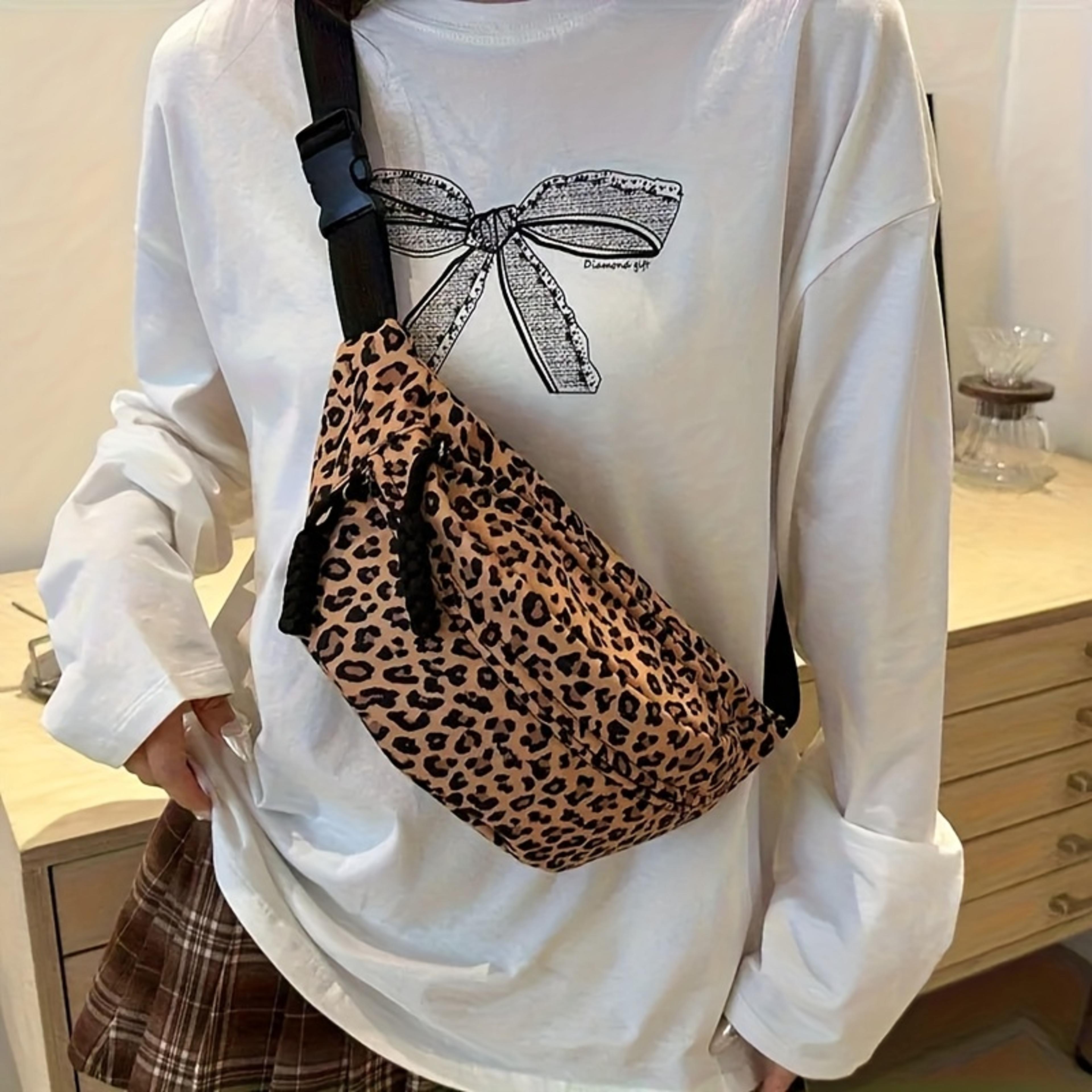 leopard print belt bag for women large capacity crossbody waist bag