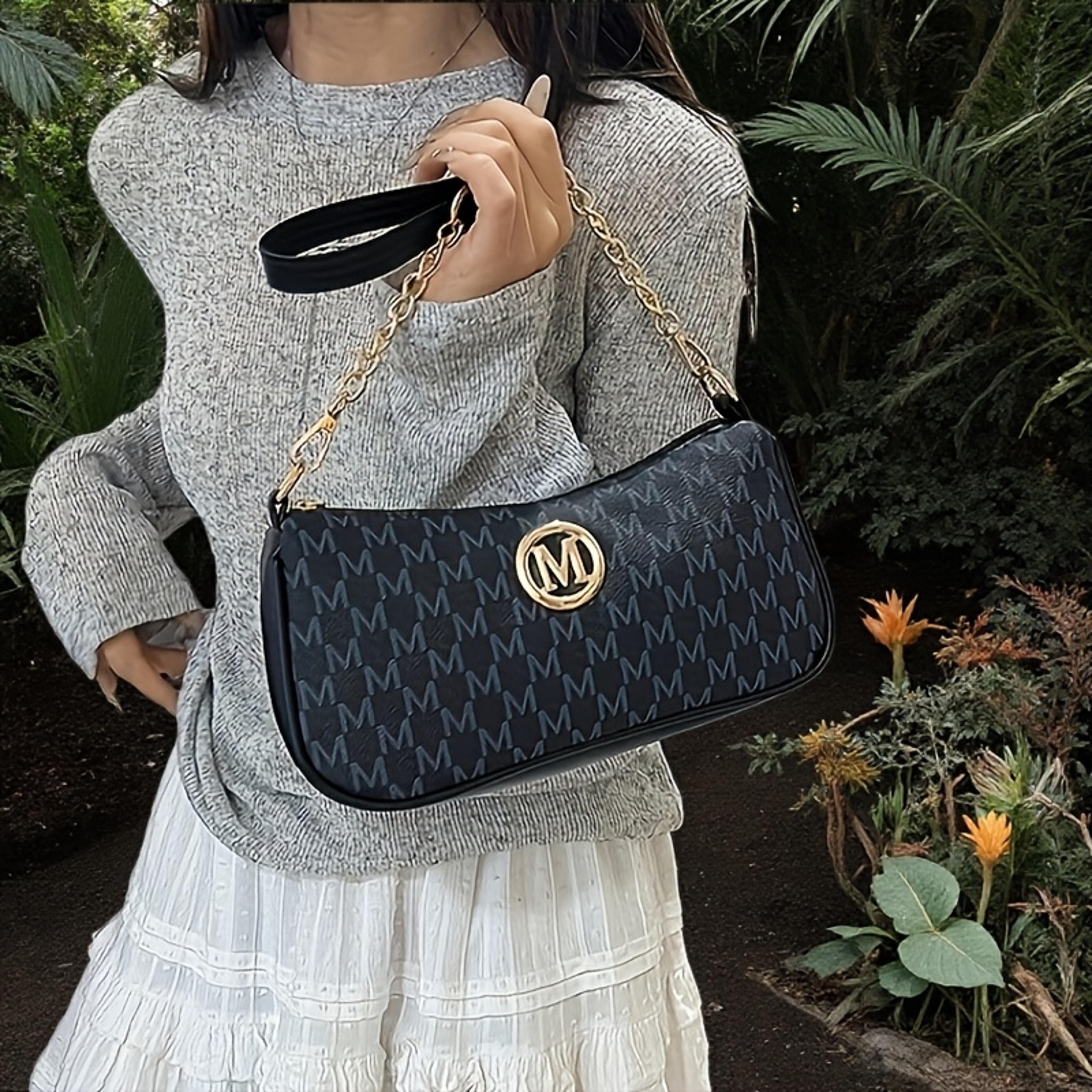 monogram mini womens shoulder bag elegant underarm purse with gold hardware
