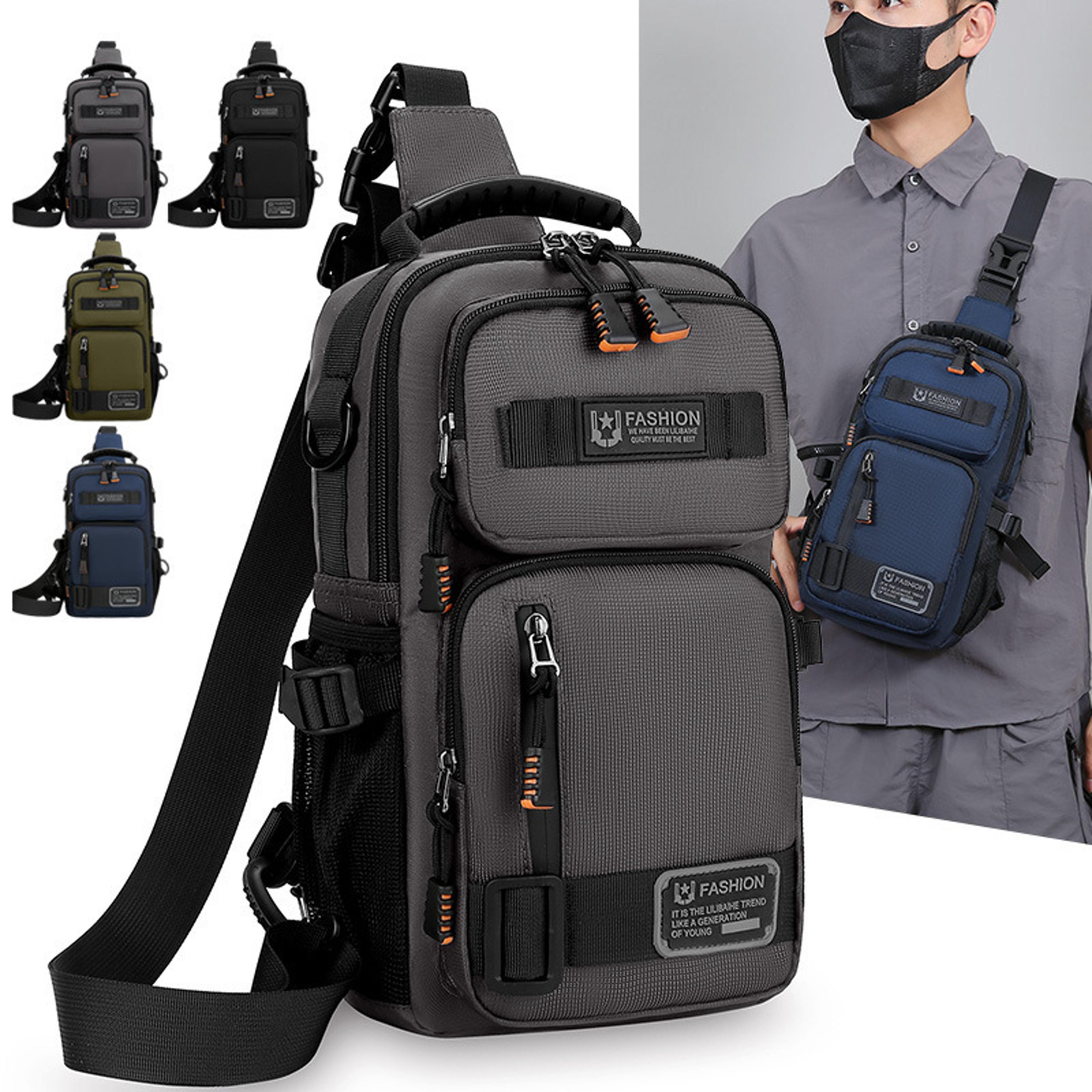 mens oxford sling chest bag multi pocket crossbody travel bag