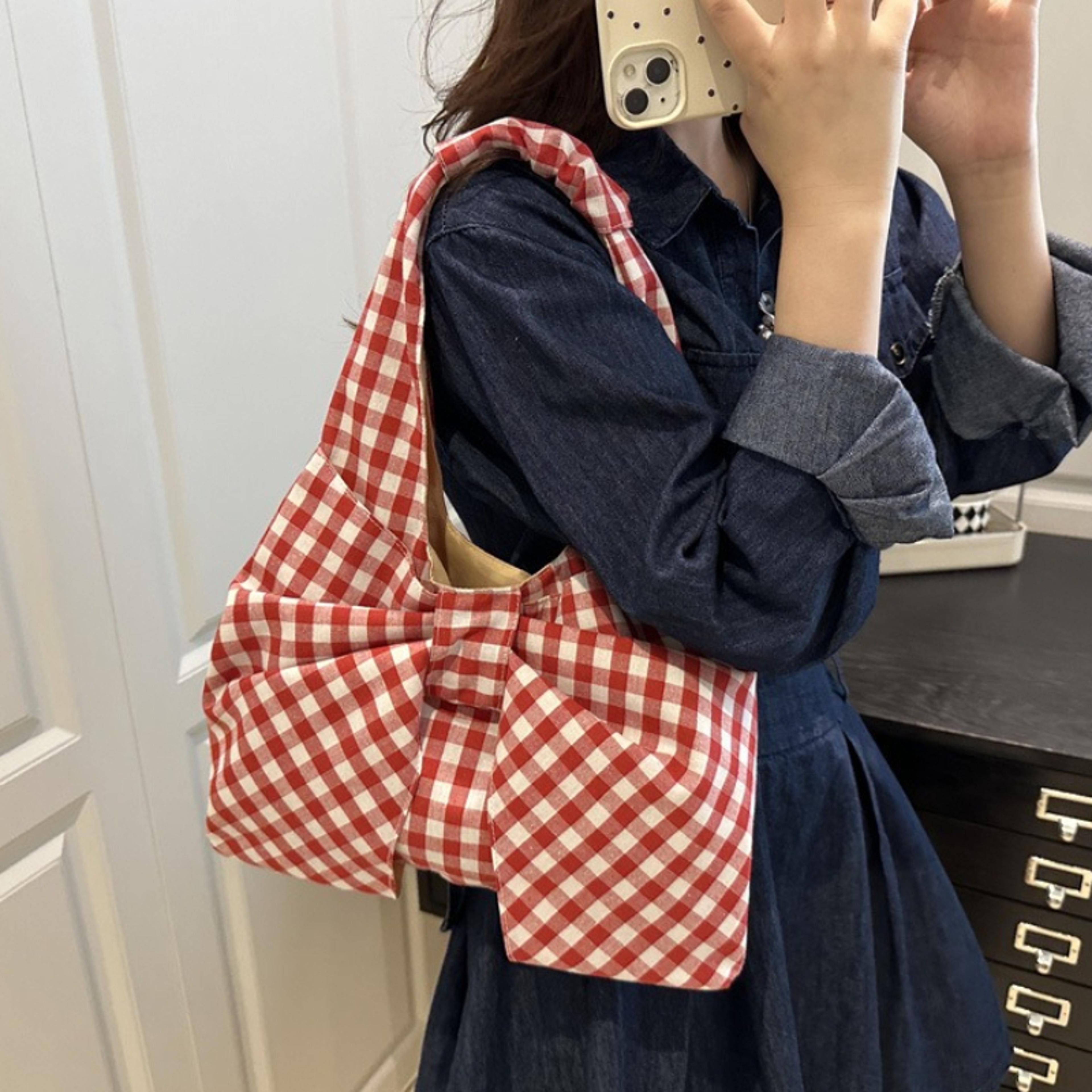 oversized bow shoulder bag minimalist canvas underarm tote for women
