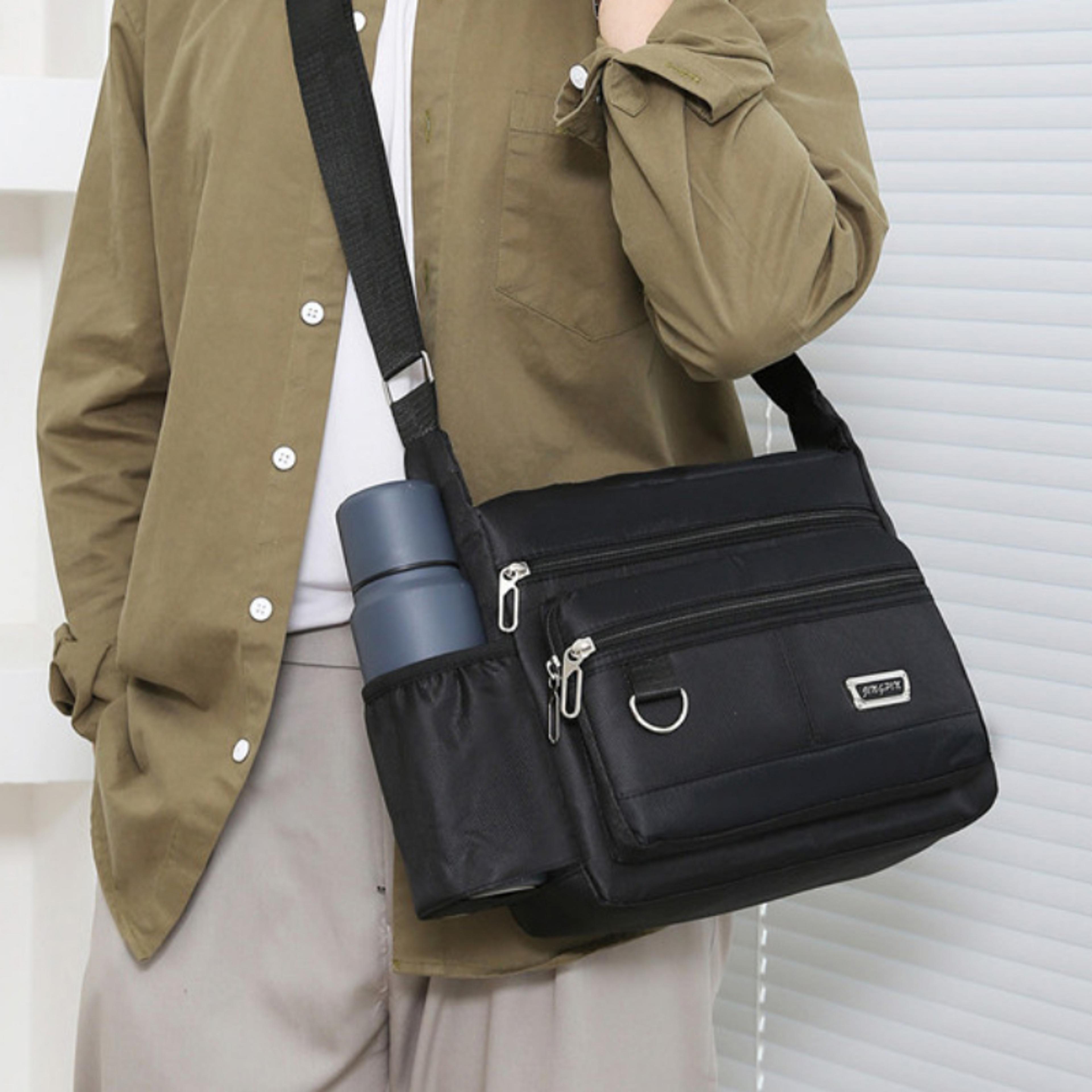 multi layer mens crossbody bag large capacity mens messenger bag oxford travel shoulder bag