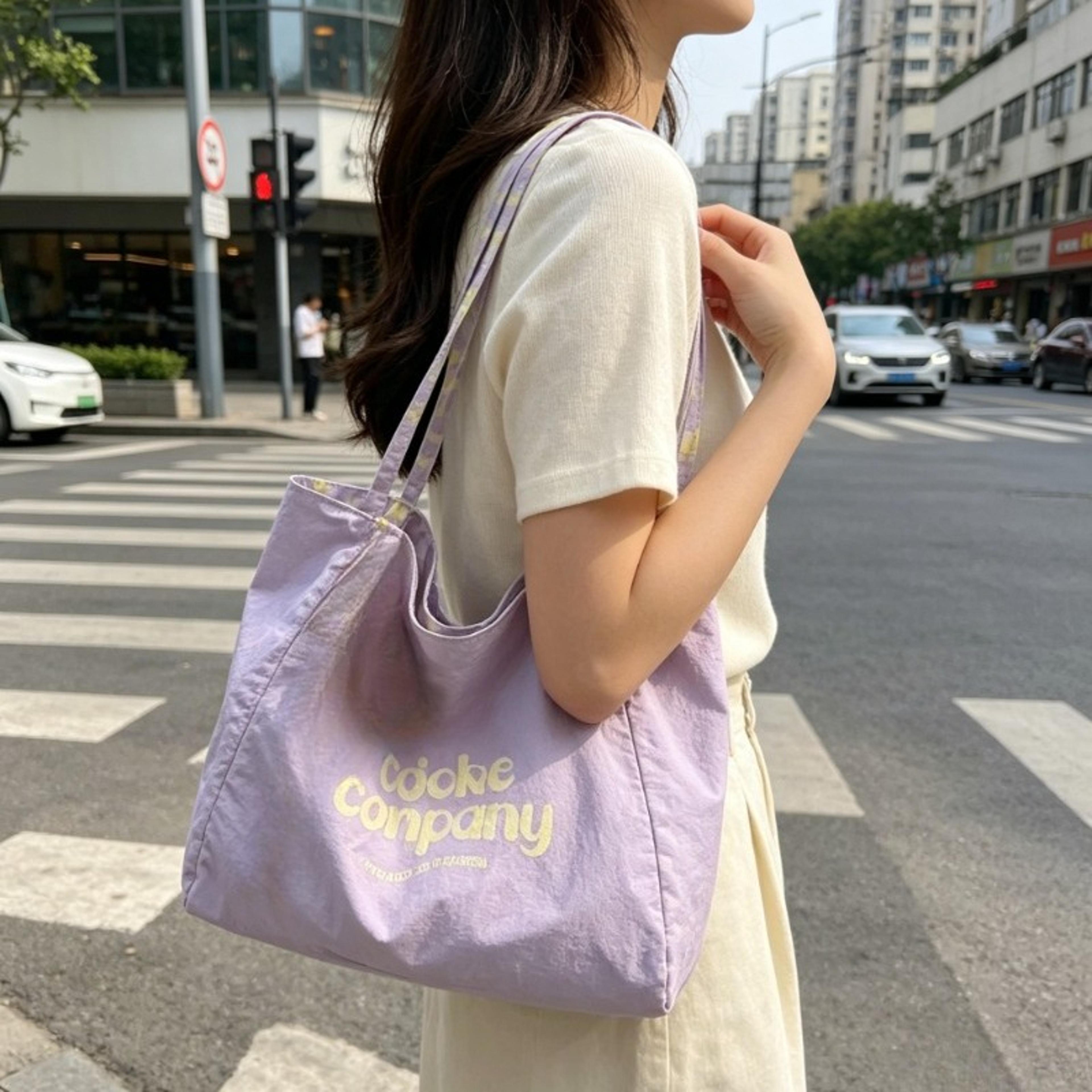 reversible canvas tote bag for women large capacity wave dot shoulder bag