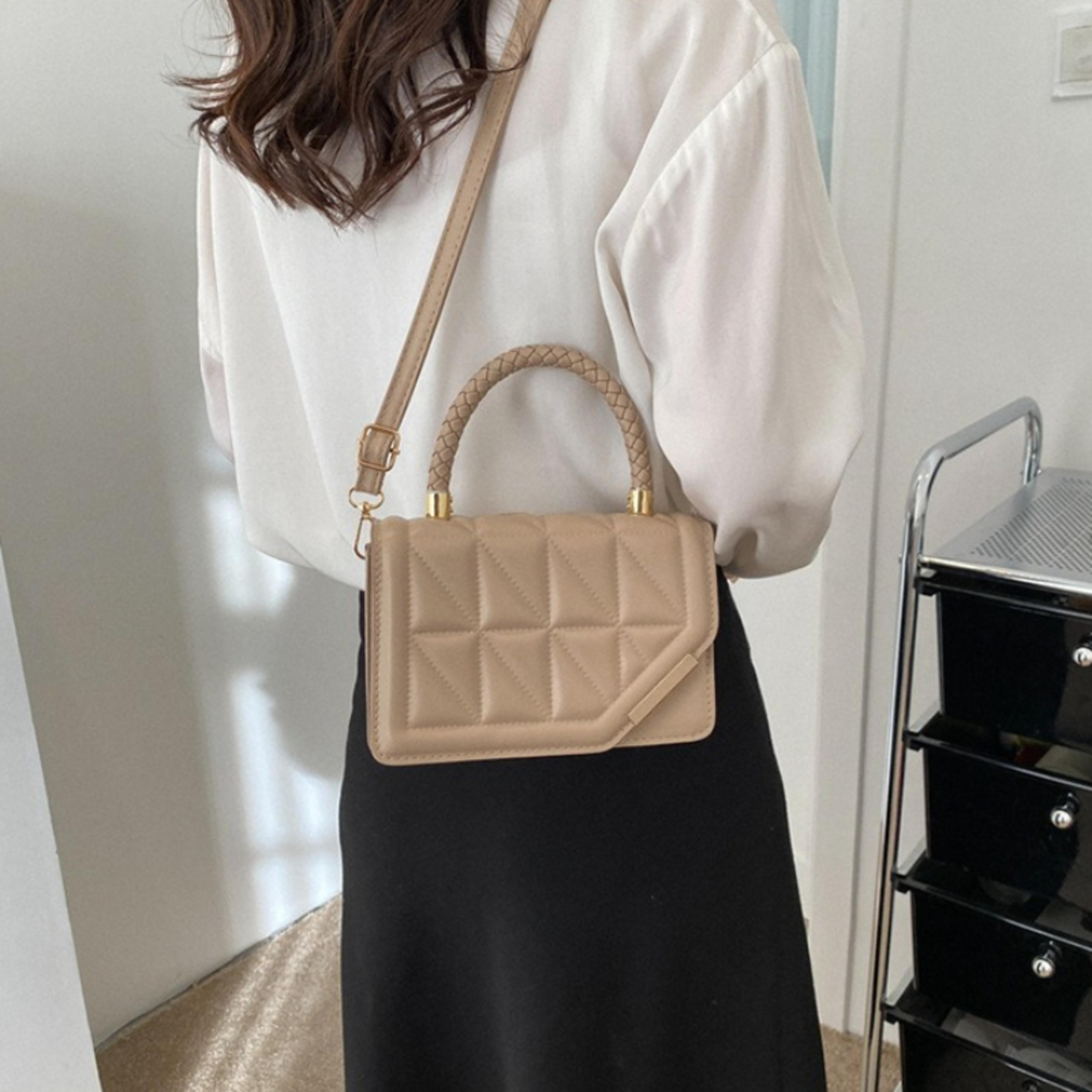 elegant quilted crossbody bag with braided handle and adjustable strap for women