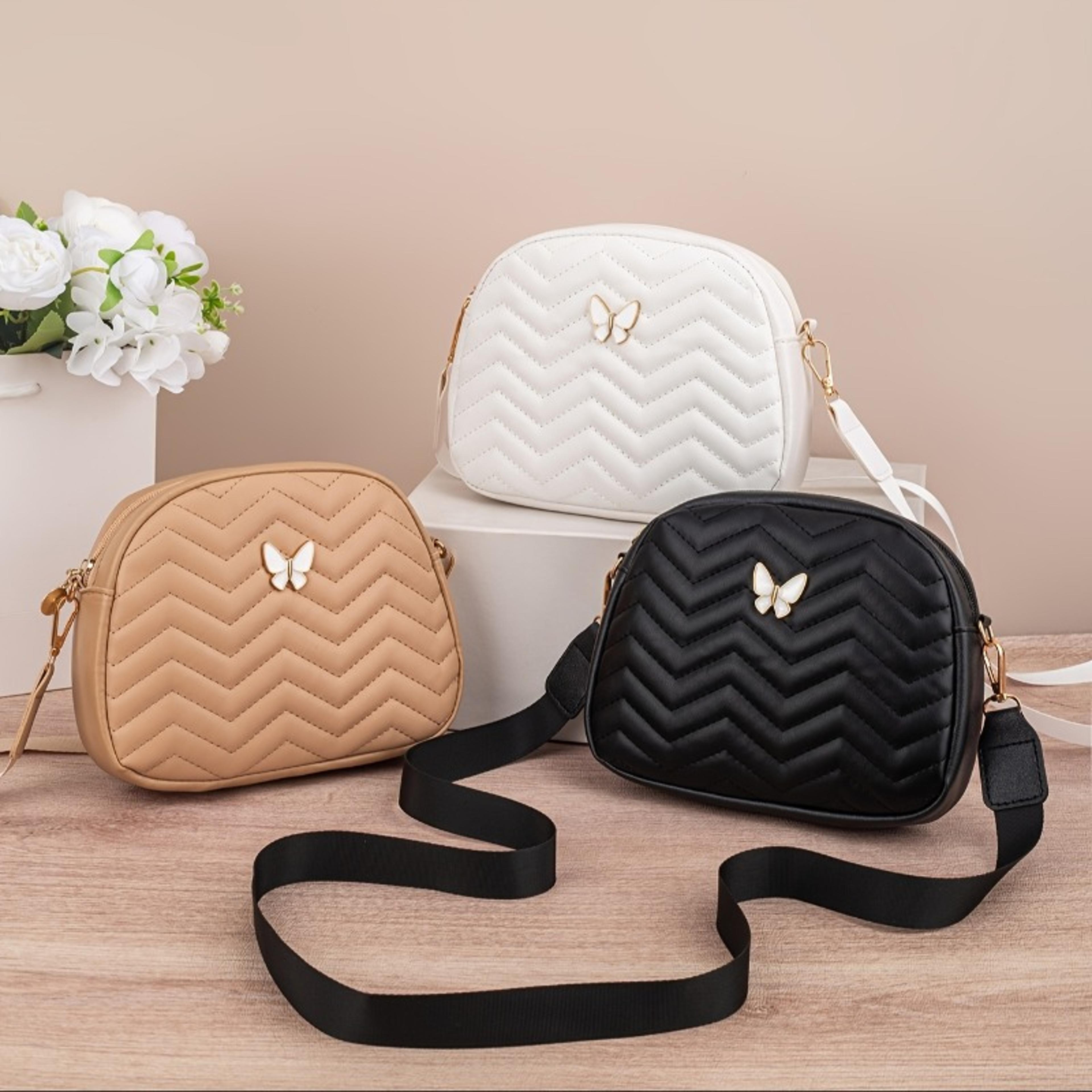 butterfly quilted womens crossbody bag faux leather shoulder purse