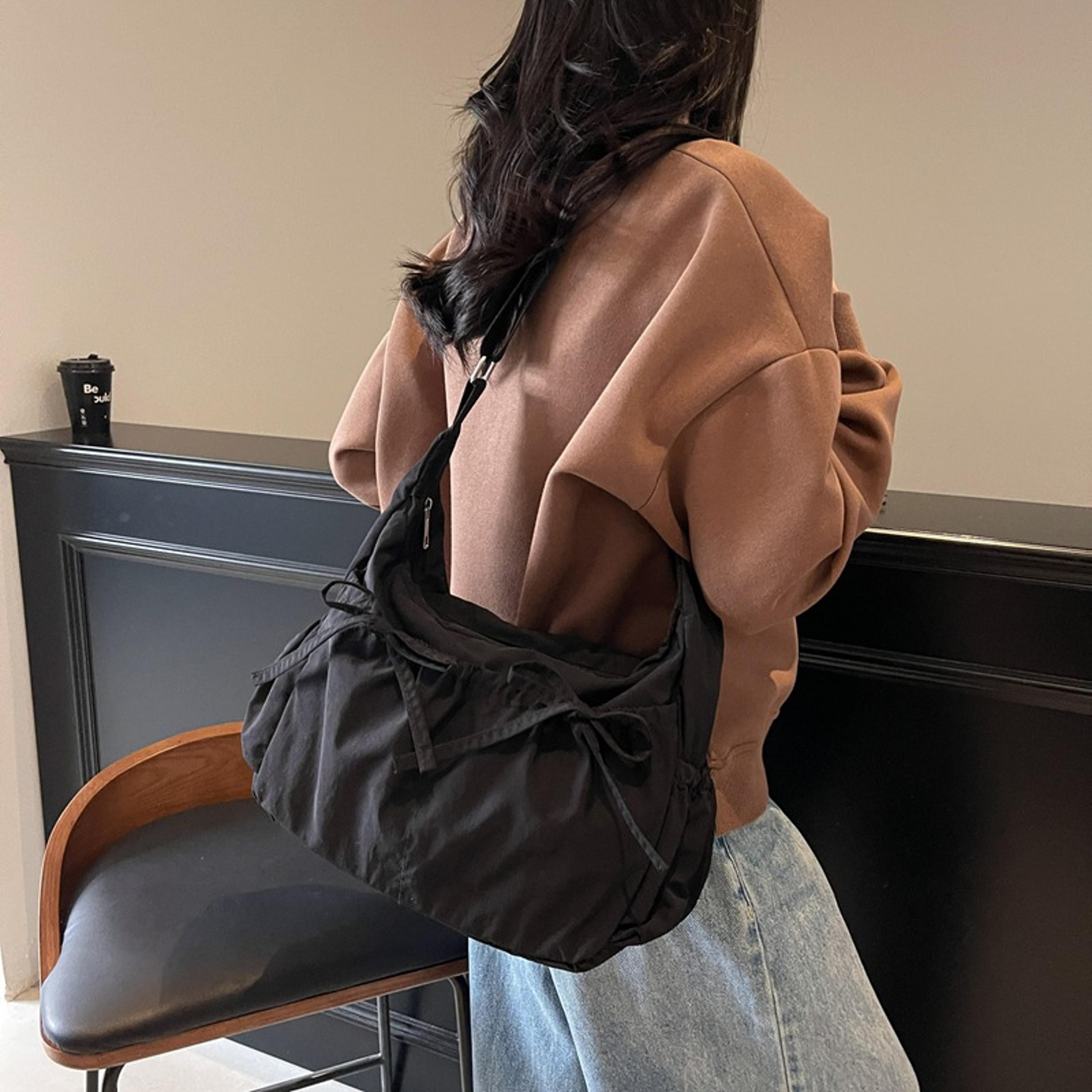 ruched nylon hobo bag lightweight adjustable crossbody shoulder bag for women