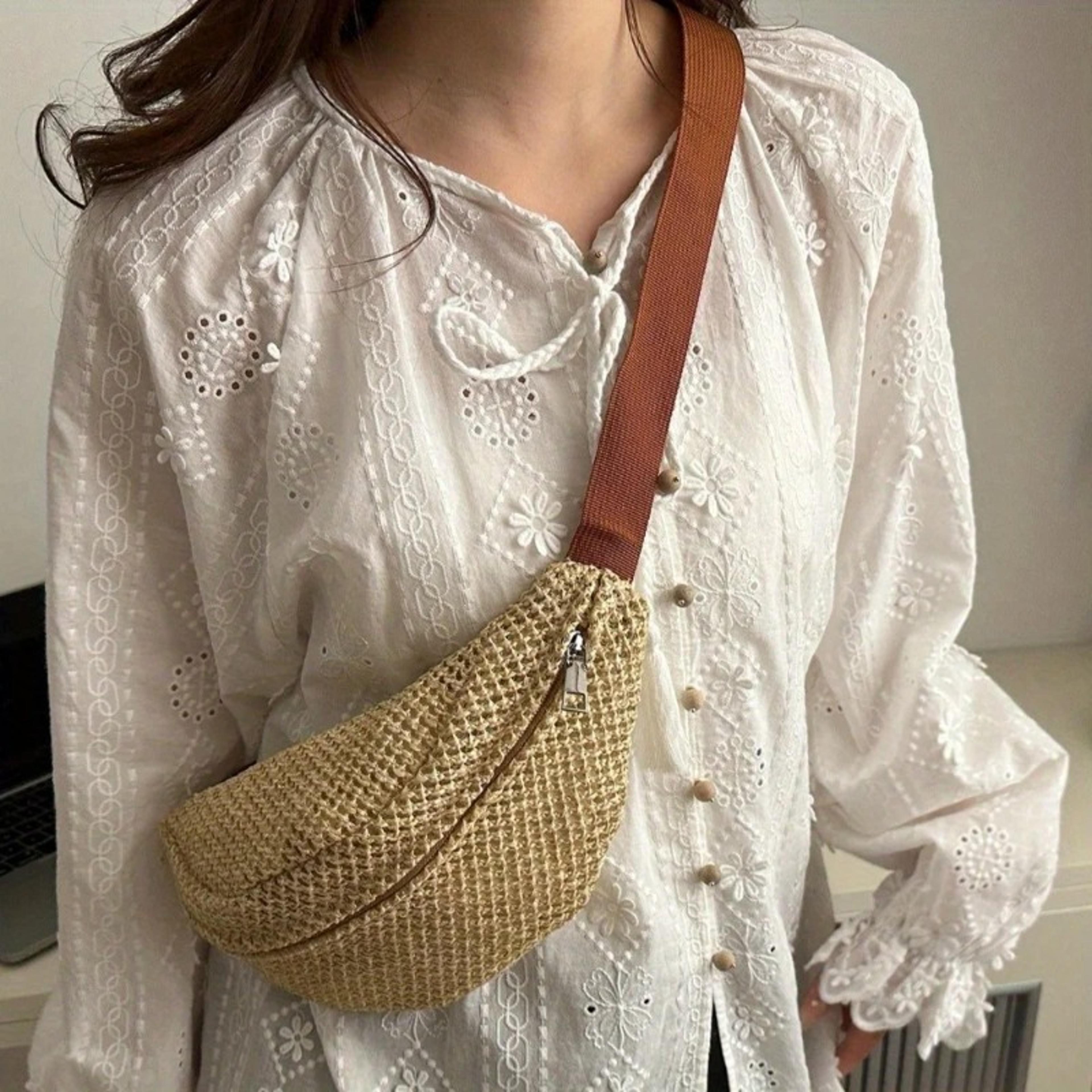 womens woven crossbody phone bag lightweight chest waist pack