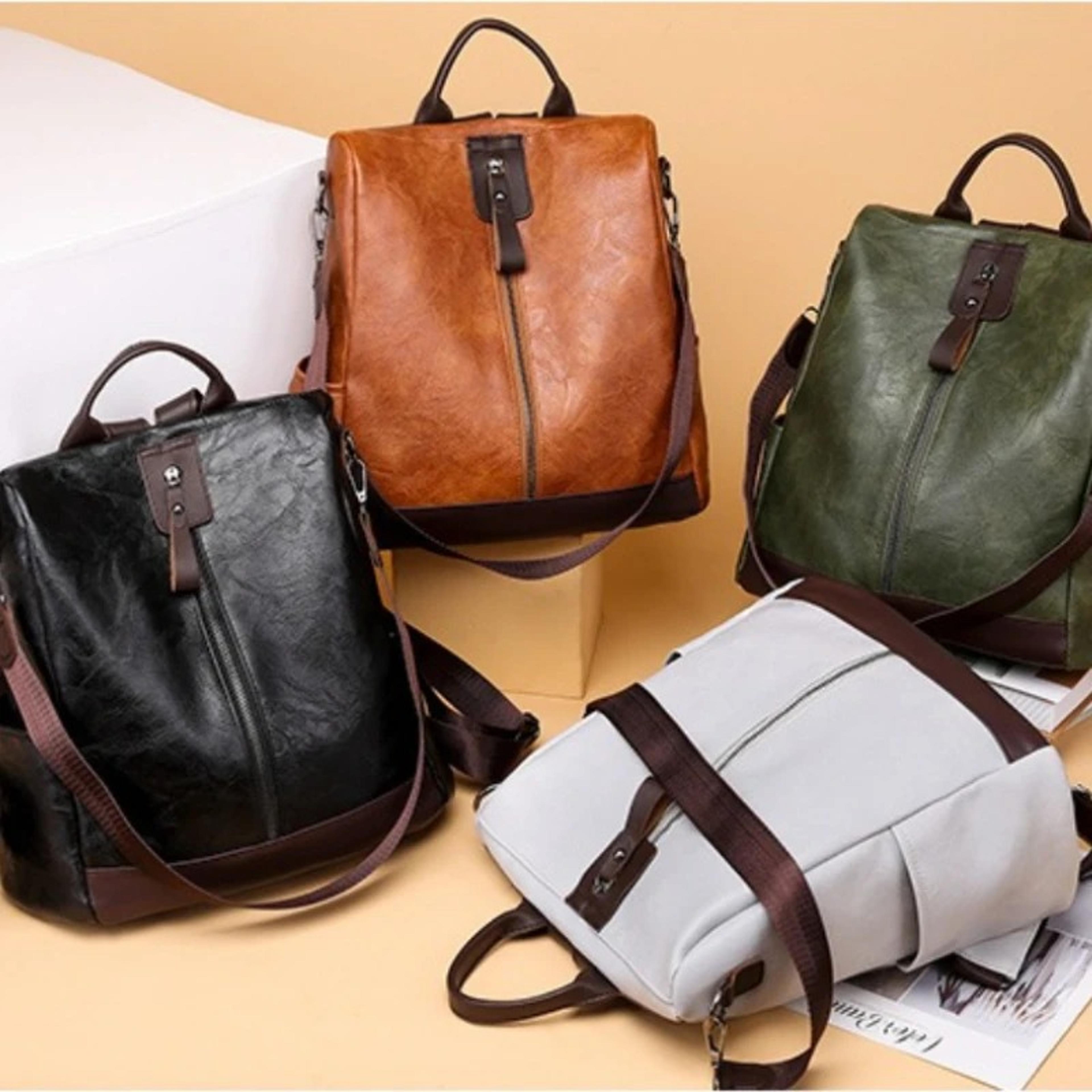 vintage leather convertible backpack purse large capacity travel shoulder bag