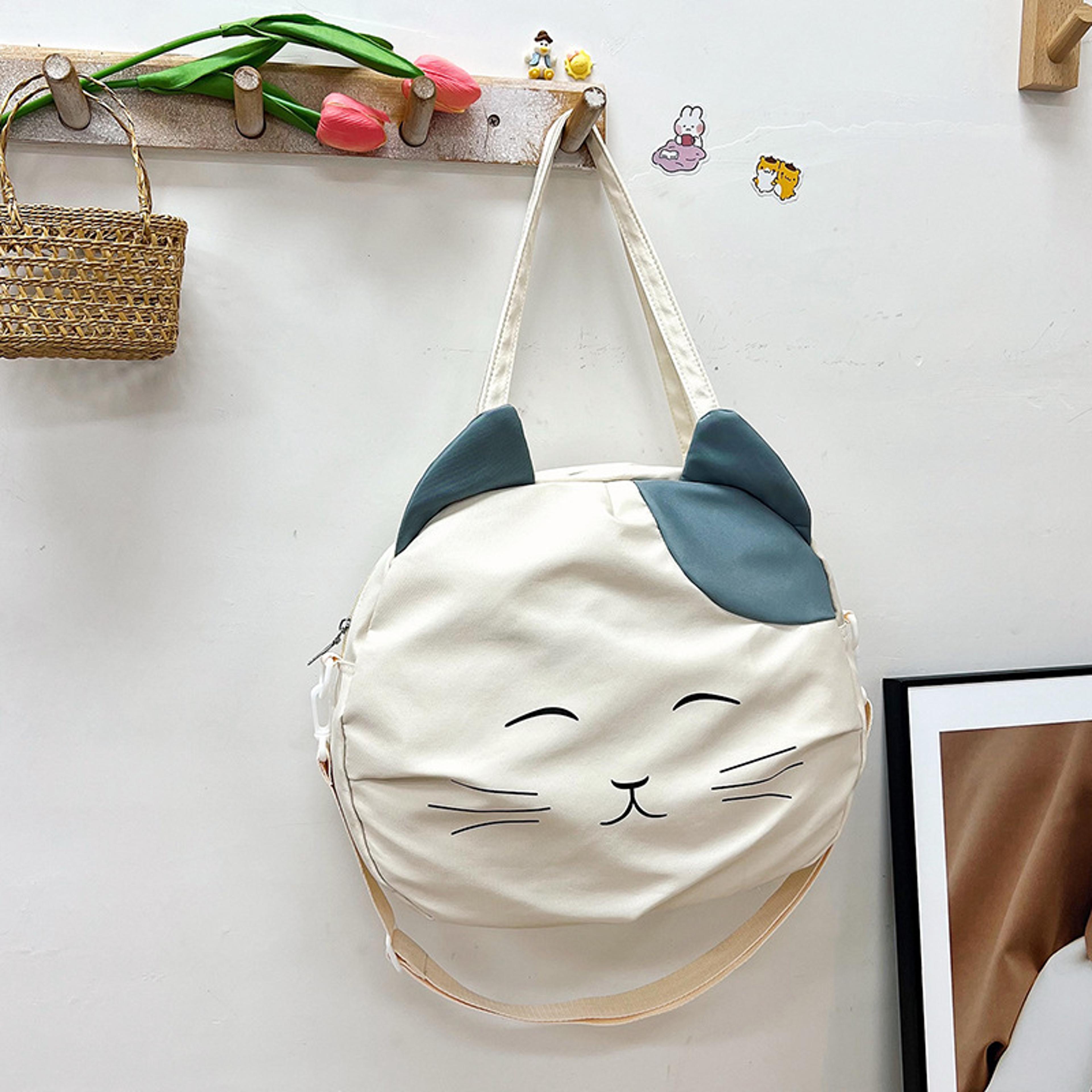 cat canvas crossbody bag cute canvas tote bag with top handles