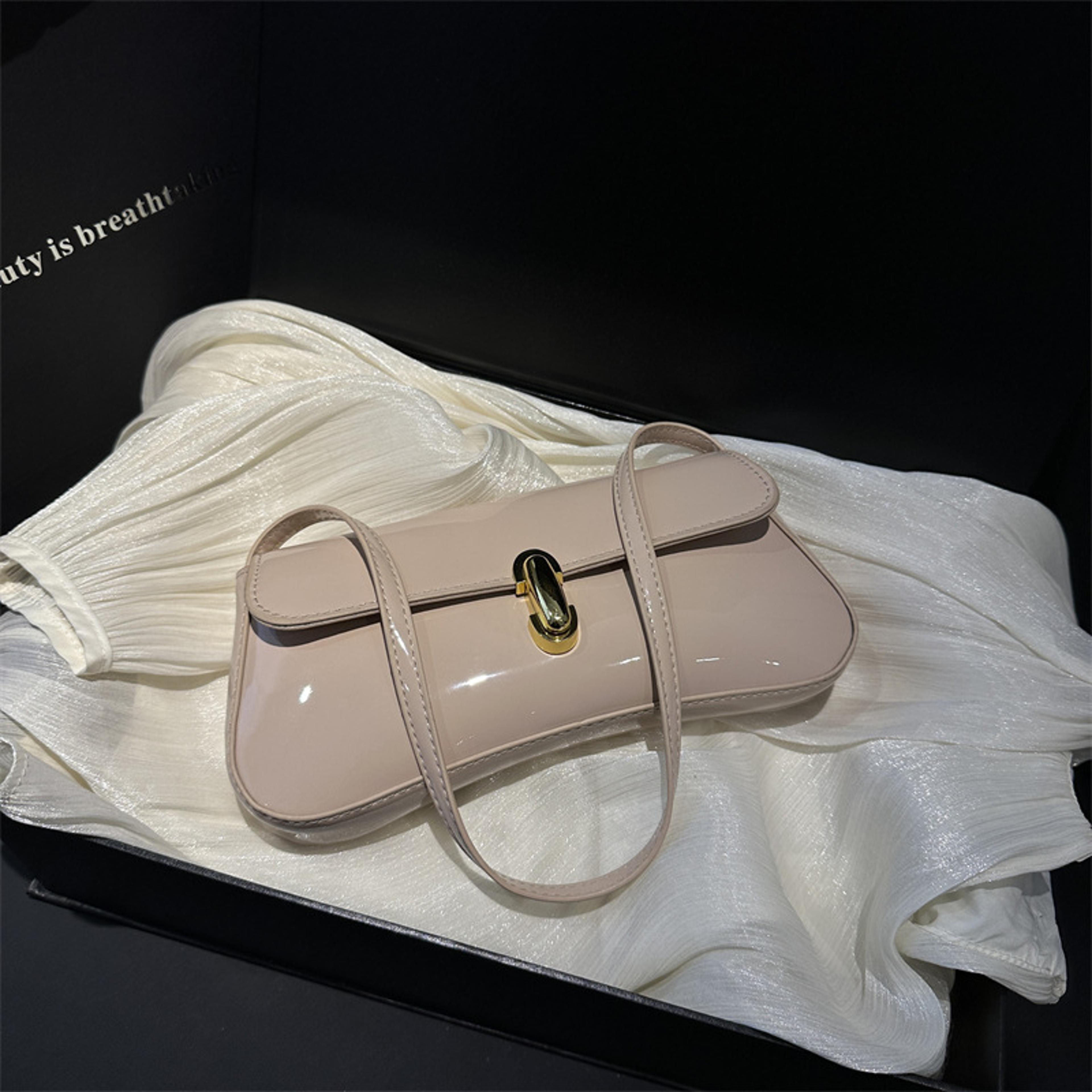 vintage faux leather underarm shoulder bag with buckle detail