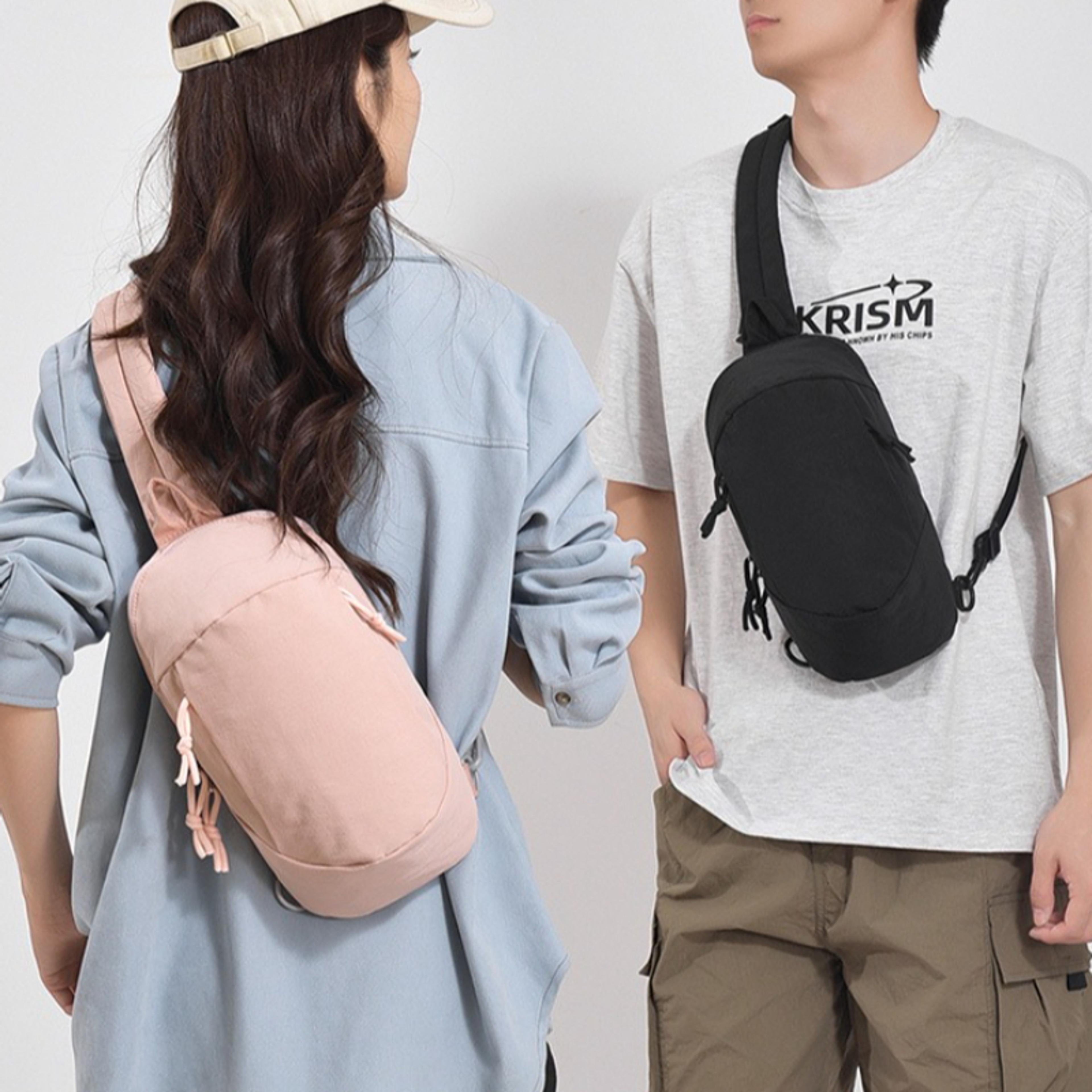 soft drawstring crossbody sling bag lightweight chest bag for travel and hiking