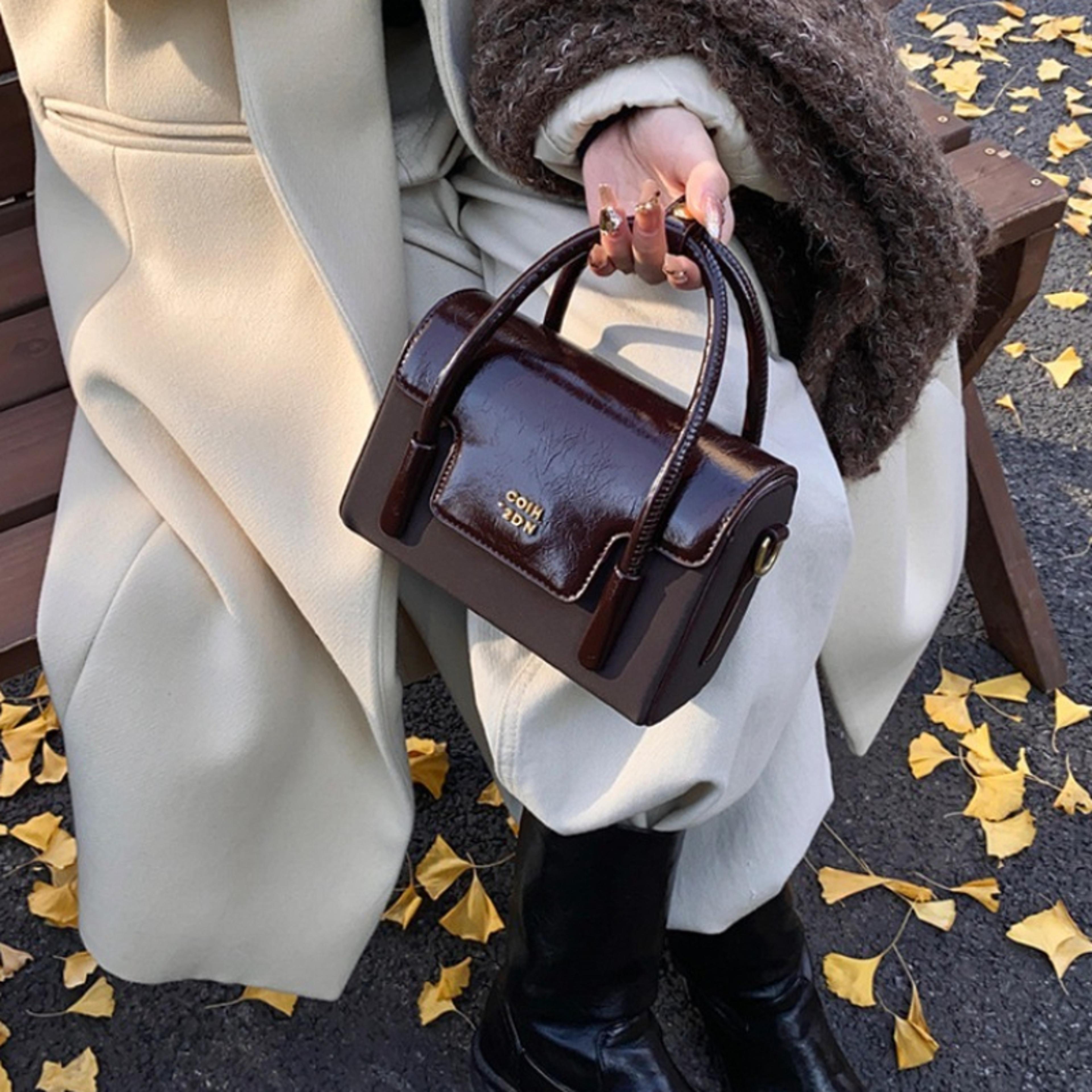 vintage mini satchel bag with detachable crossbody strap and top handle