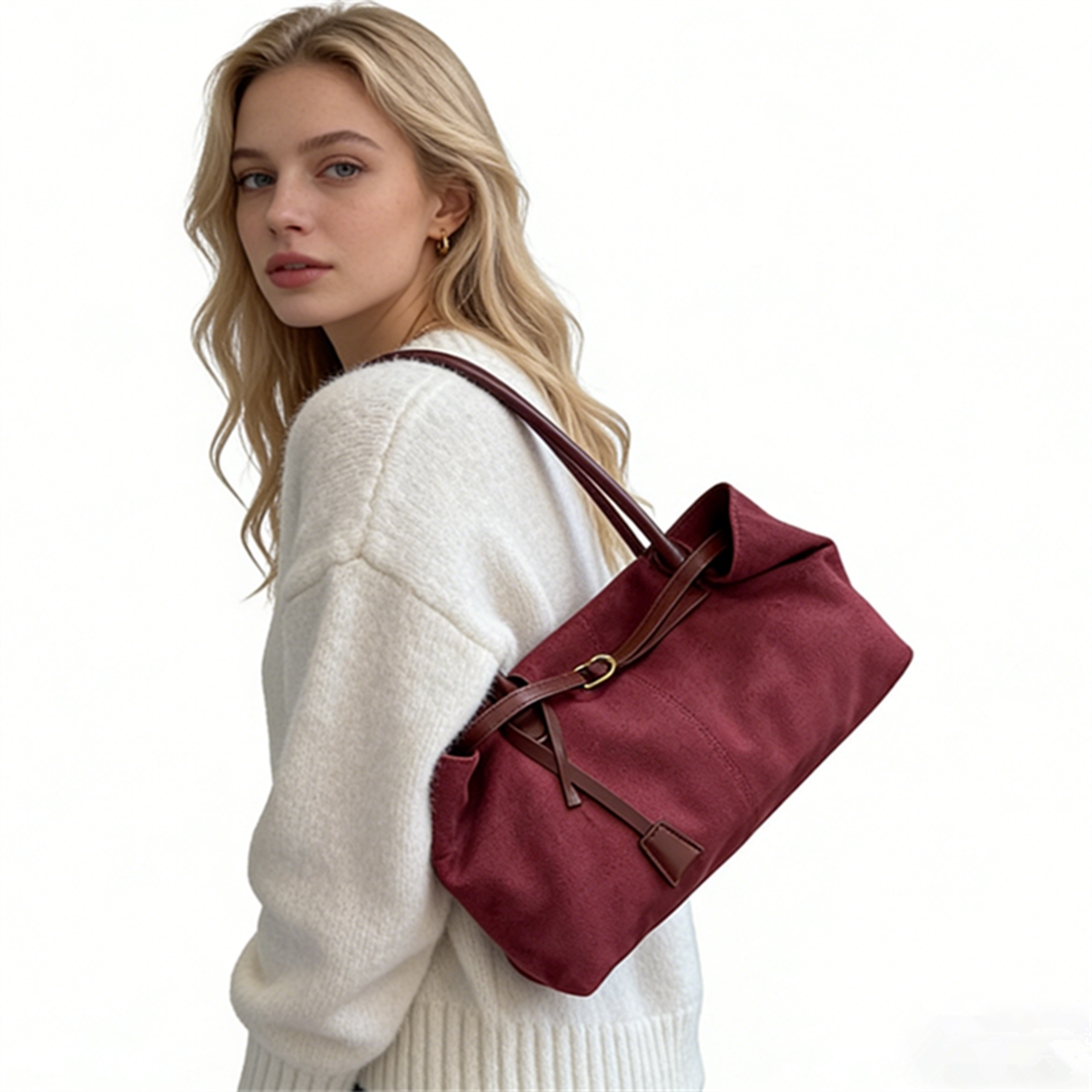 vintage suede tote bag for women large capacity work shoulder bag